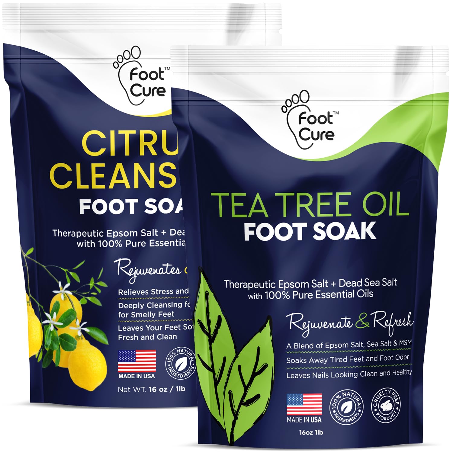 Tea Tree Oil & Citrus Detox Foot Soak with Epsom Salts - All Natural Salts for Post Workout FOOT CUREUS supplements