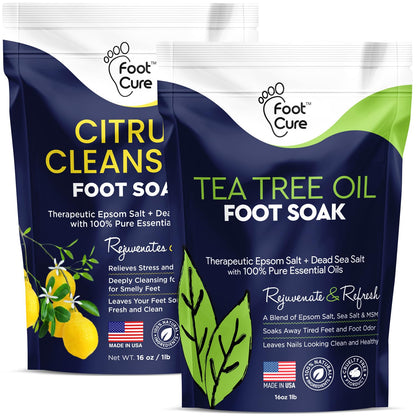 Tea Tree Oil & Citrus Detox Foot Soak with Epsom Salts - All Natural Salts for Post Workout FOOT CUREUS supplements