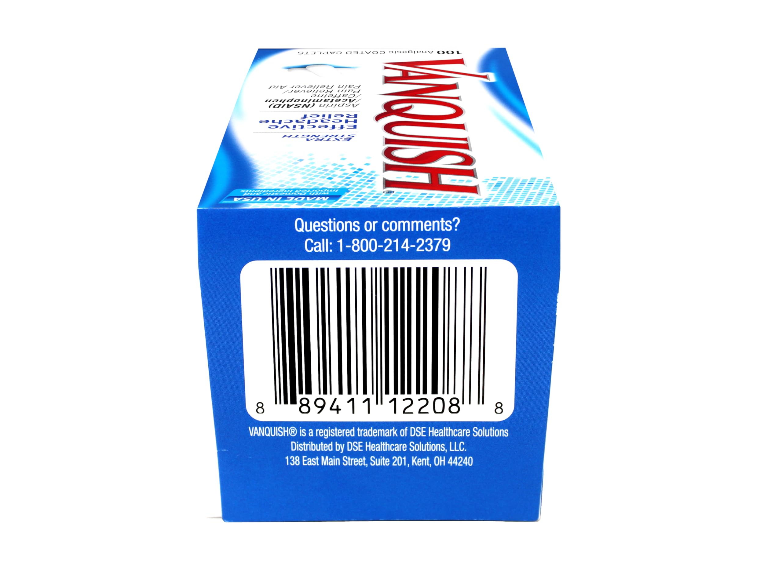 Vanquish Extra Strength Pain Reliever Headache Relief Aspirin Acetaminophen Caffeine 100 Coated Caplets (Pack of 2) VanquishAu supplements