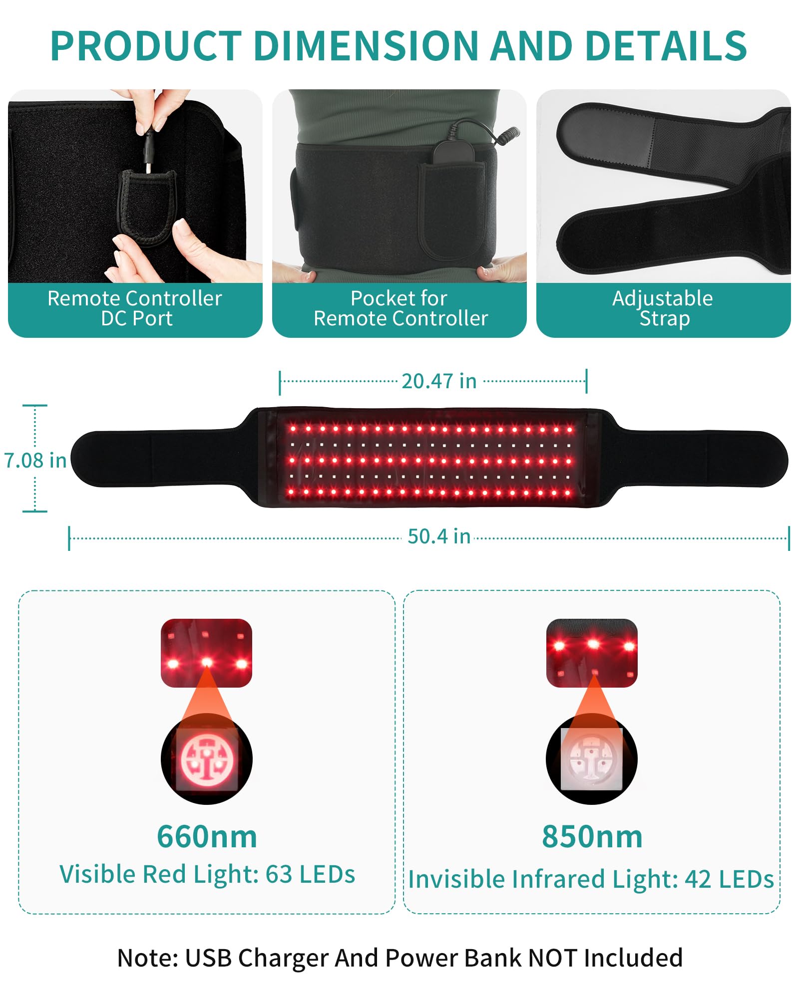 Nekteck Red Light Therapy Belt for Body, Wireless Near-Infrared Light Pad for Pain Relief, Inflammation NekteckAu supplements