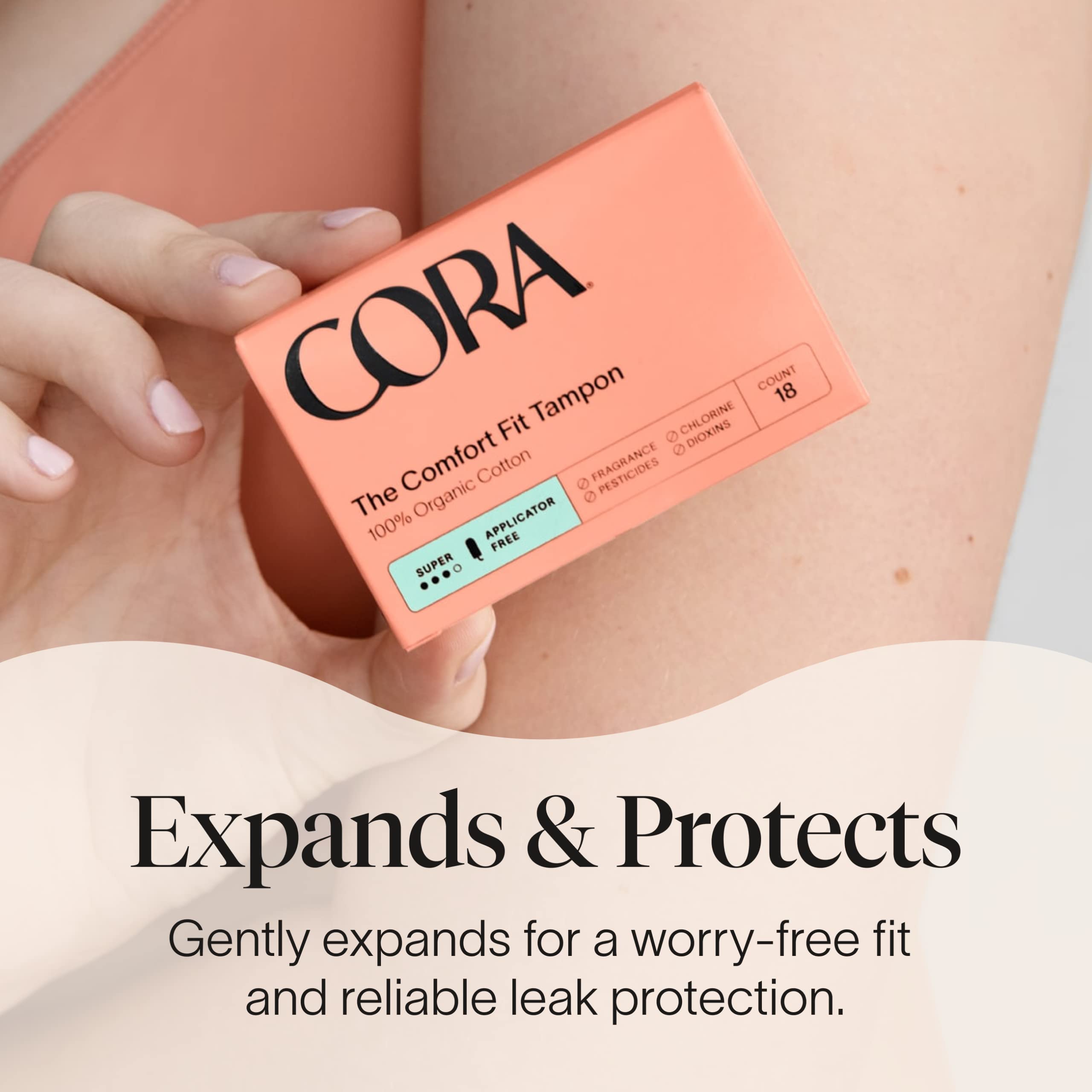 Cora 100% Organic Cotton Non-Applicator Tampons | Ultra-Absorbent, Unscented, Natural, Non-Toxic CoraAu supplements