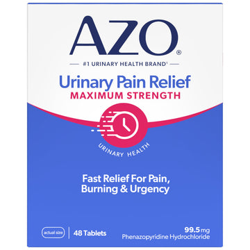 AZO Urinary Pain Relief Maximum Strength | Fast Relief of UTI Pain, Burning & Urgency | Targets Source of Pain | #1 Most Trusted Brand | 48 Tablets AZOAu supplements