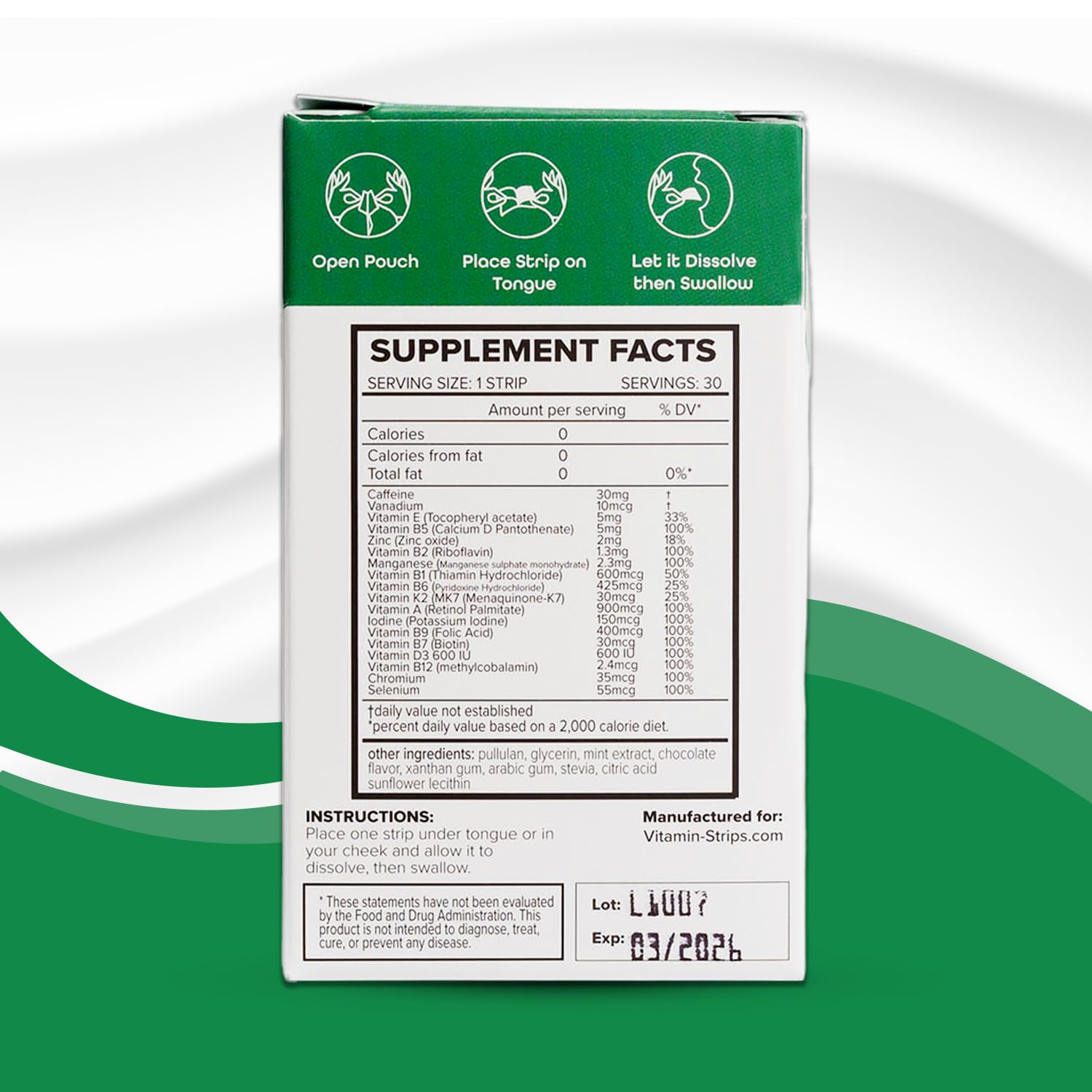 Peak Performance Energy Strips — Vegan, Gluten Free, Soy Free & Sugar-Free Breath Strips w/Caffeine, 18 Vitamins & Minerals — Instant Energy Boost Chocolate Mint Dietary Supplement — 30 Oral Strips Vitamin-StripsAu supplements