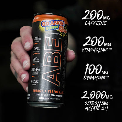 ABE Energy + Performance Sugar Free Energy Drink - All Black Everything Drink With Caffeine ABE all black everythingUS supplements