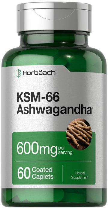 Horbäach KSM-66 Ashwagandha 600mg | with L-Theanine | 60 Coated Caplets | Vegan, Non-GMO, Gluten Free Complex Supplement HorbäachAu supplements