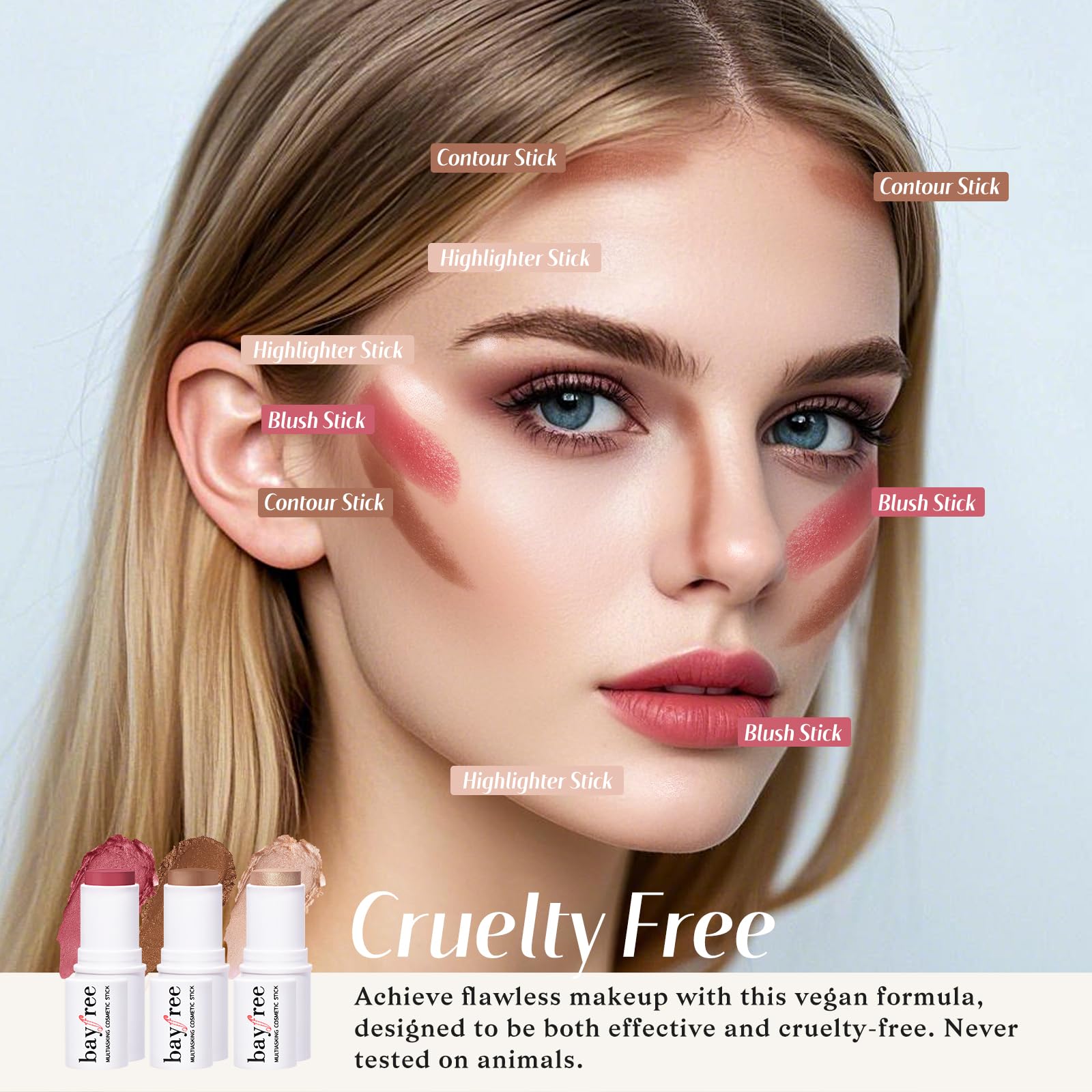 KIMUSE Face Sticks Trio, Cream Blush Stick & Highlighter Stick & Contour Stick for Sculpt the Cheeks, Long Lasting Cream Contour Stick Trio for Face Makeup, with Brush KIMUSEAu supplements