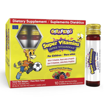 GirafKids Super Vitamins for Kids with Royal Jelly and Propolis, 10 multivitamin servings - Wellness Formula Vitamin C, B Complex, D3, E & Folic Acid PHARMADELAu supplements