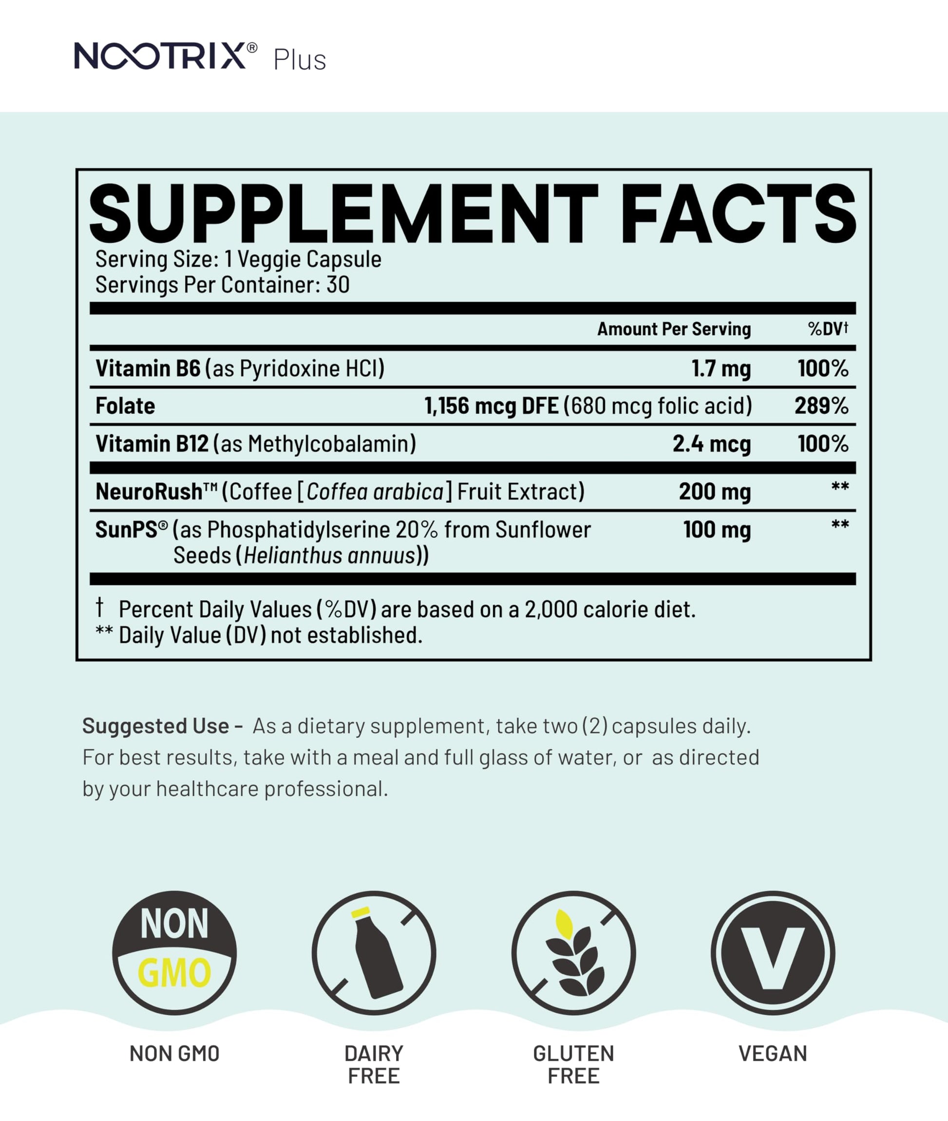 Nootrix Brain Plus Nootropic Supplement | Supports Memory, Mental Focus, Cognitive Health & Energy | Promotes Healthy Mood & Brain Function | Vitamin B1, Vitamin B6 & Vitamin B12 | 30 Capsules NootrixAu supplements