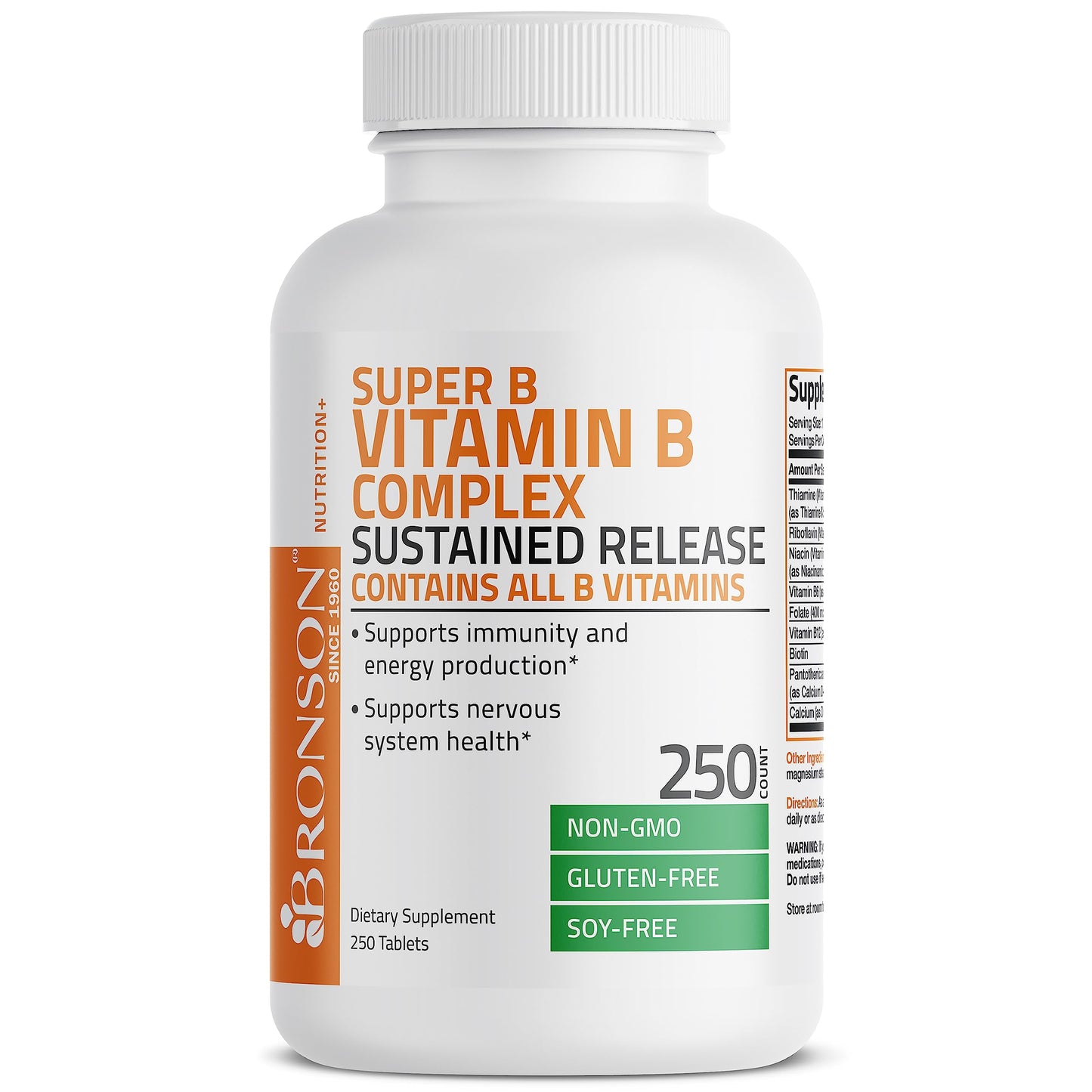 Bronson Super B Vitamin B Complex Sustained Slow Release Vitamin B1, B2, B3, B6, B9 BronsonUS supplements