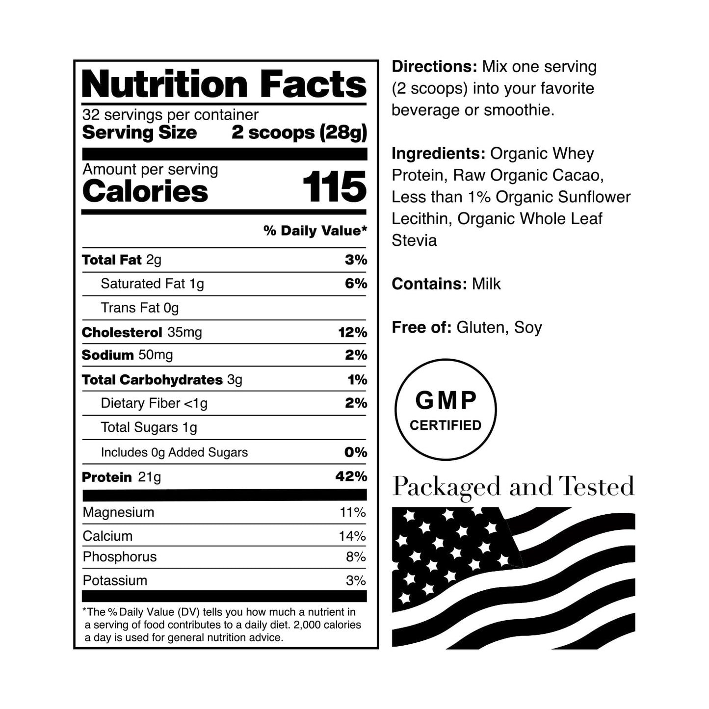 NorCal Organic Chocolate Whey Protein - 2lbs | 100% USA Grass-Fed, USDA Certified NorCal OrganicUS supplements