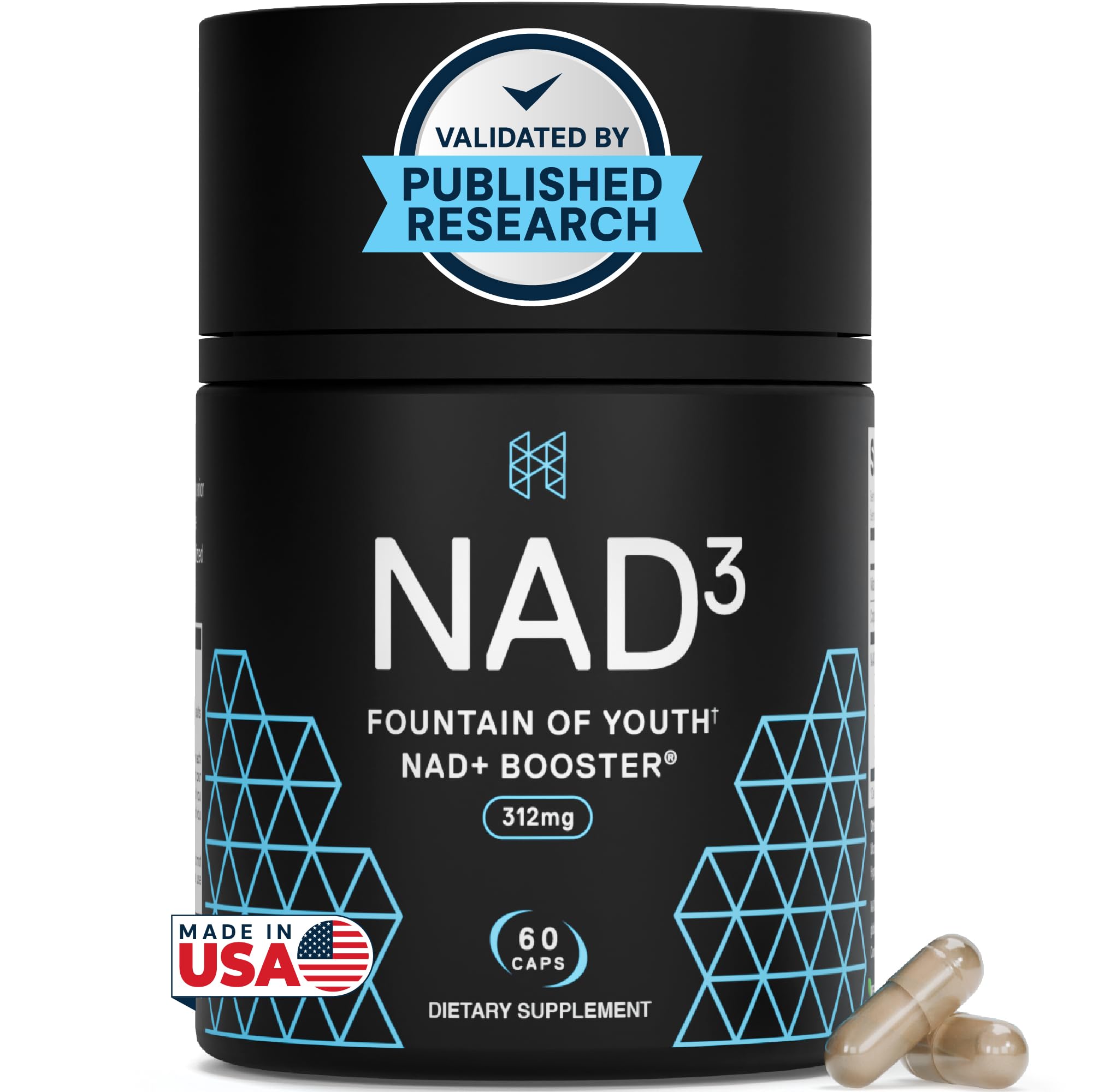HPN NAD3 Clinical NAD+ Booster, Cellular Health & Natural Energy - NAD Supplement for Healthy Aging, Metabolic Support, NRF2 & Longevity, Nicotinamide Riboside & NMN Alternative, 60ct, 30-Day Supply HPNAu supplements