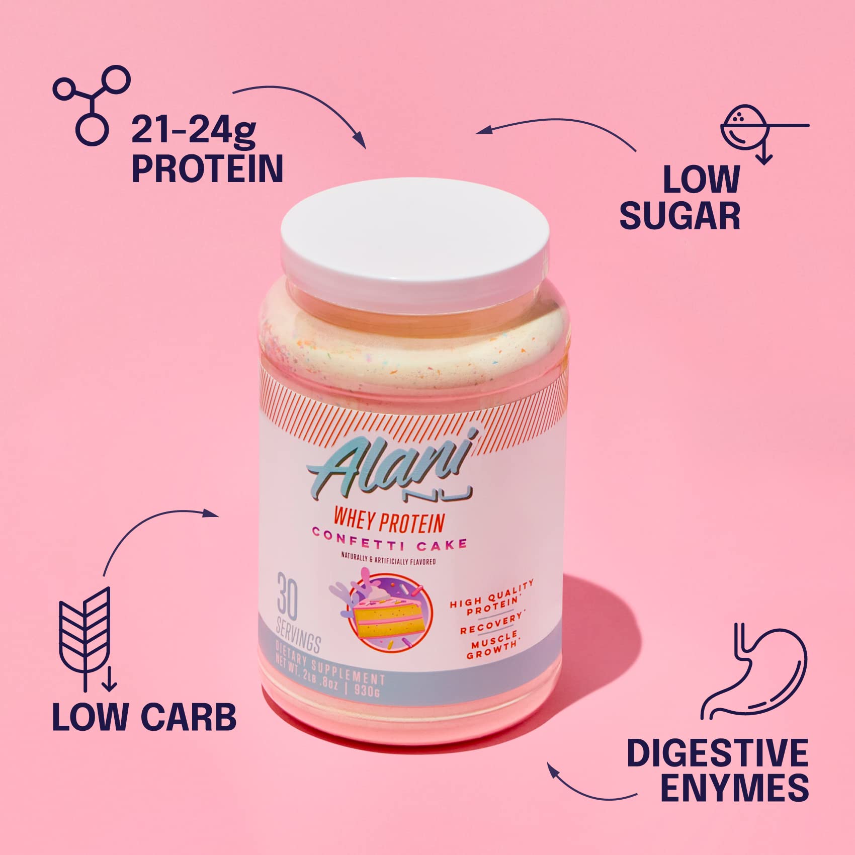 Alani Nu Whey Protein Powder Confetti Cake | 23g Protein with Low Sugar & Digestive Enzymes Alani NuAu supplements