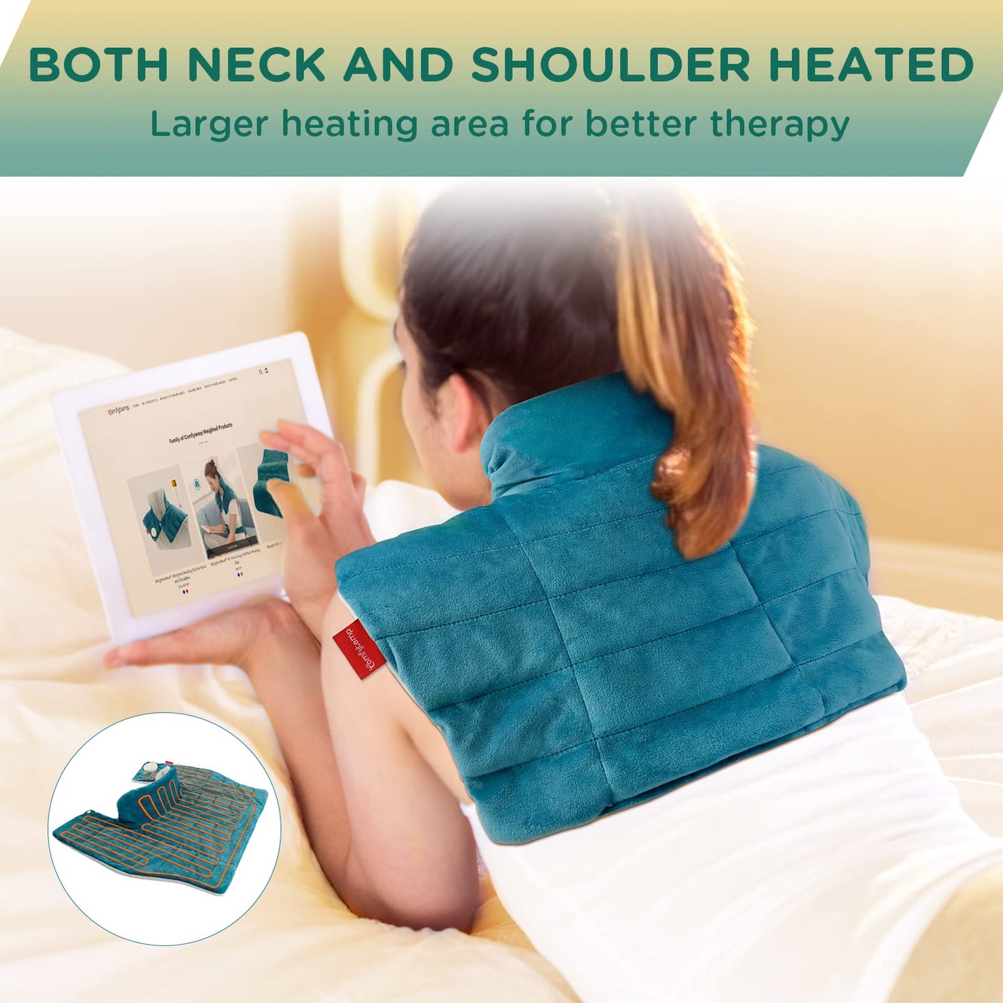 Weighted Heating Pad for Neck and Shoulders, Comfytemp 2.2lb Large Electric Heated Neck ComfytempUS supplements