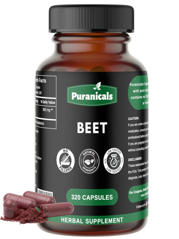 Puranicals Beet Premium 320 Capsules Nitric Oxide Booster | Herbal Supplement | 900 mg PuranicalsAu supplements