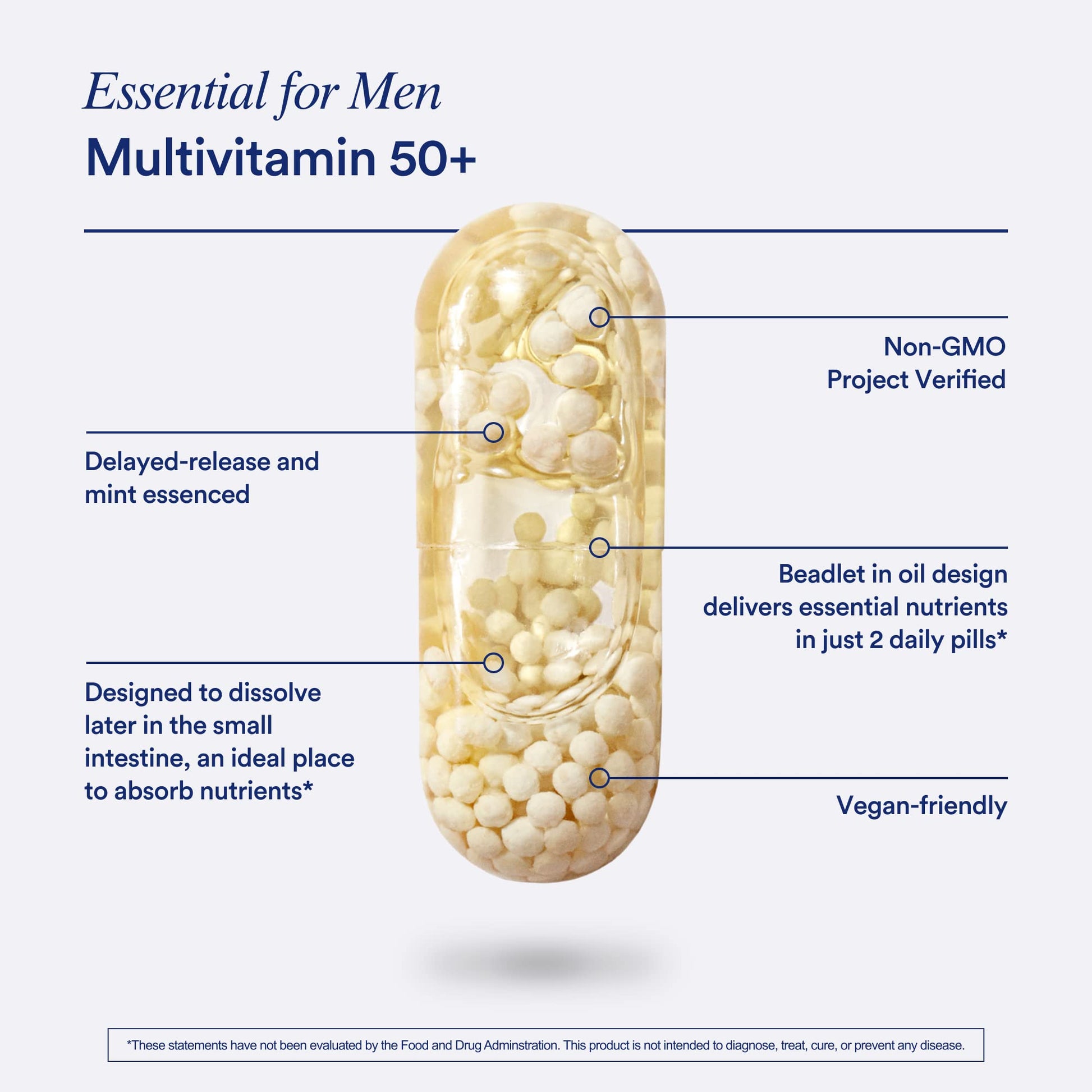 Ritual Multivitamin for Men 50+, Vegan, with Zinc, Vitamin A and D3 for Immune Function Support*, Omega-3 DHA, B12, K2, Gluten Free, Non-GMO, Mint Essenced, 30 Day Supply RitualUS supplements