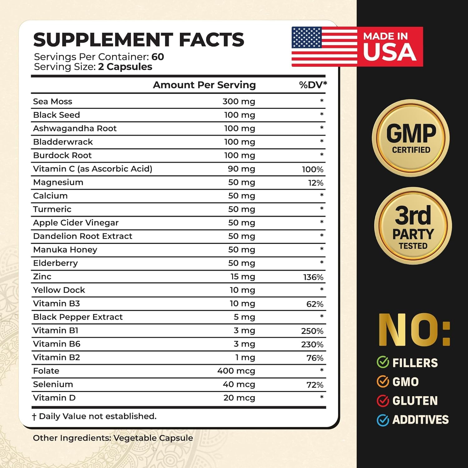 Alpha Tribe Multivitamin for Men with Sea Moss, Black Seed Oil, Ashwagandha, Turmeric, Bladderwrack, Burdock, Vitamin C, Elderberry, Manuka | Daily Vitamins & Minerals Supplement Capsules - 240 Count Alpha TribeAu supplements
