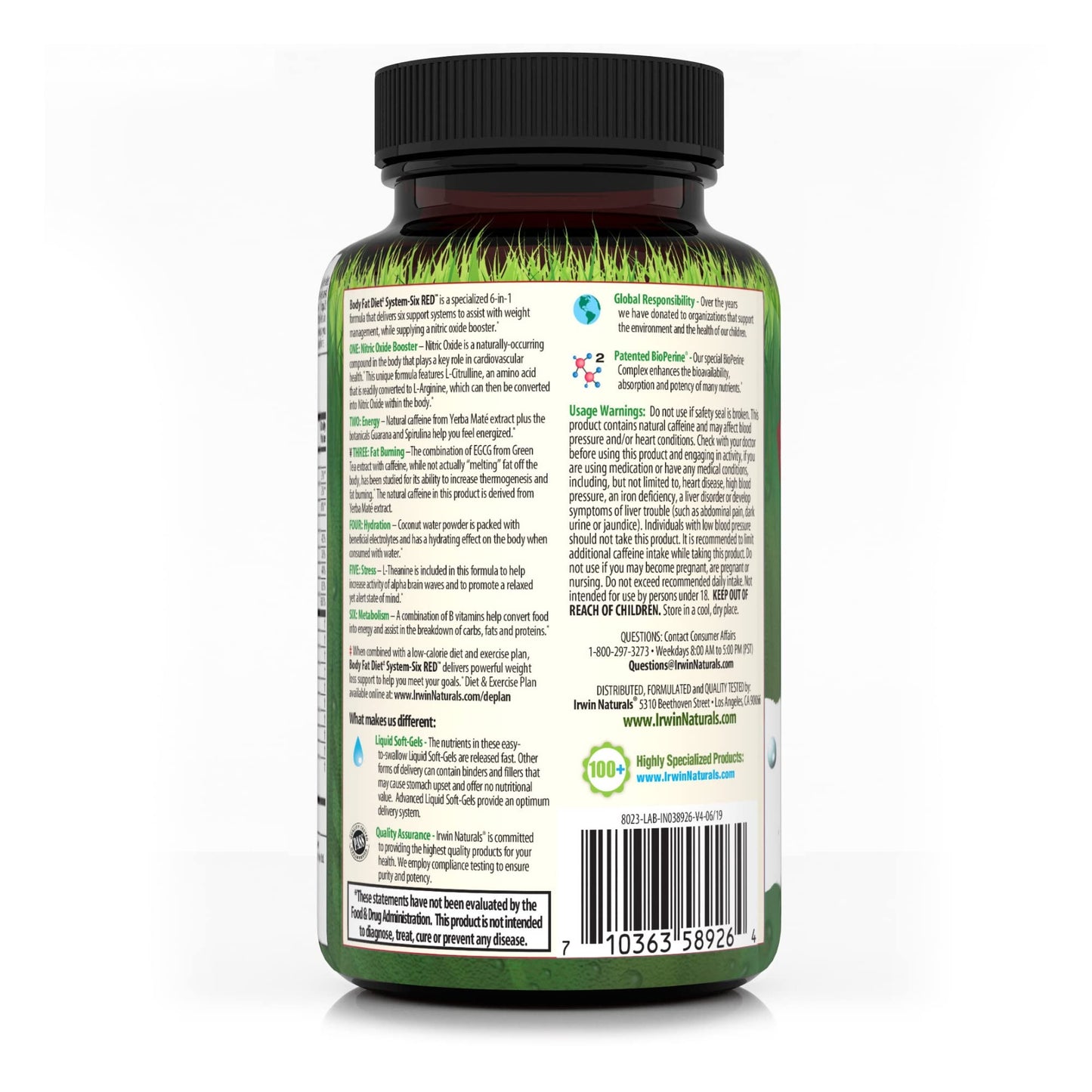 Irwin Naturals Body Fat Diet System-Six RED - 72 Liquid Soft-Gels, Pack of 2 - 6-in-1 Formula Irwin NaturalsUS supplements