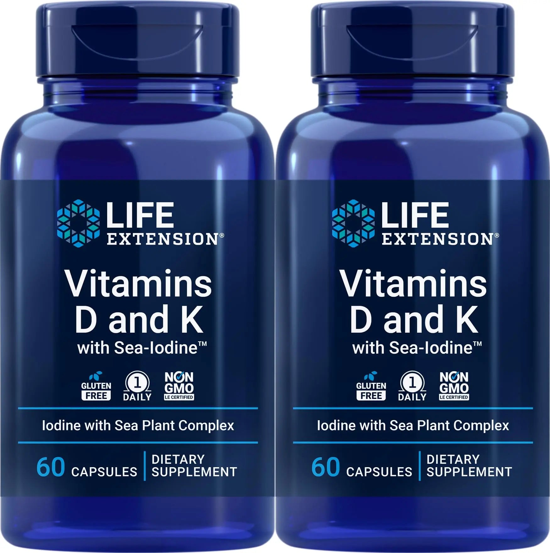 Life Extension Vitamins D and K with Sea-Iodine 60 Capsules (2pack) Life ExtensionAu supplements