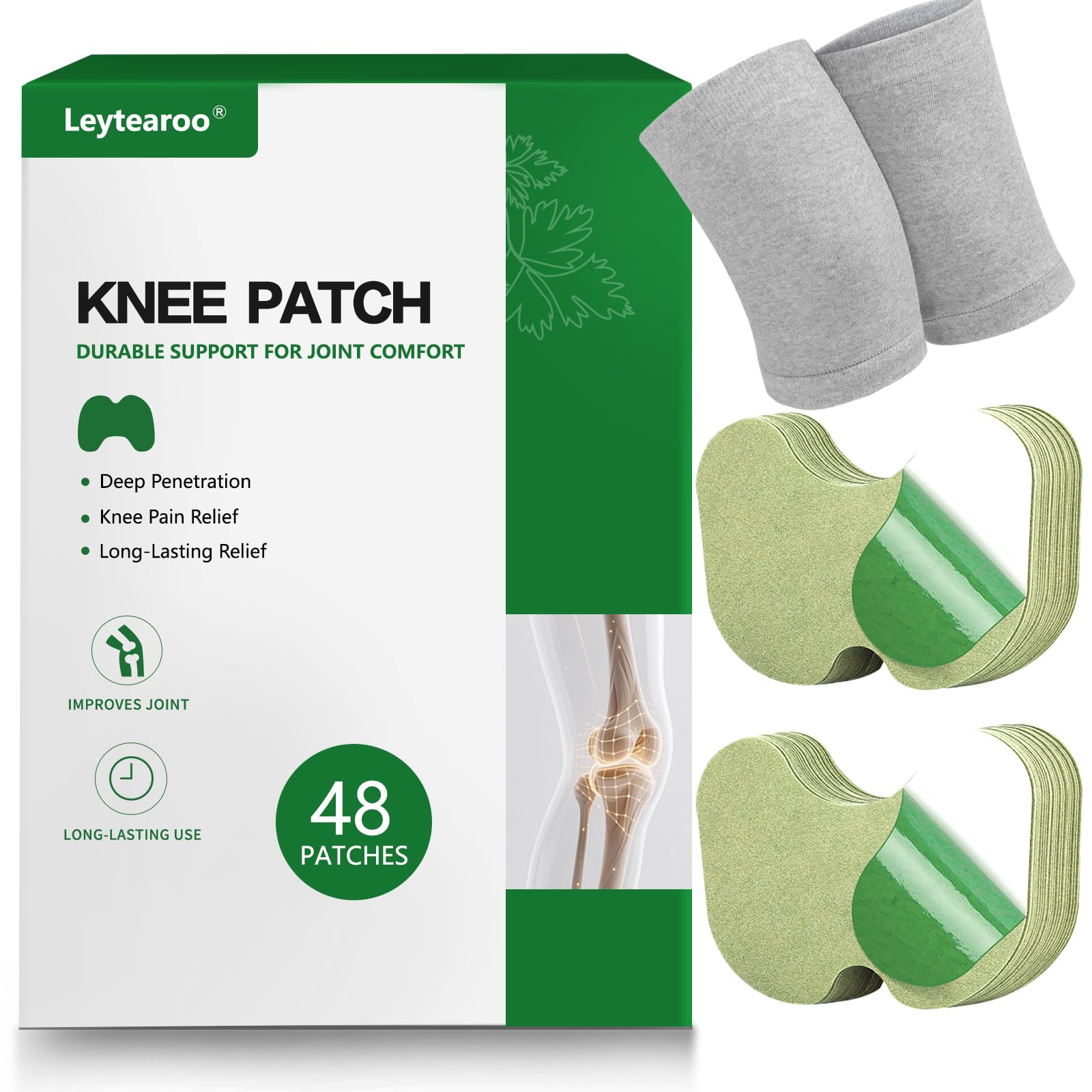 Leytearoo Knee Paches, 48PCS Herbal Knee Patch,Pain Relief Patches,One Pair Knee Sleeves,Long Lasting Relief of Joint LeytearooAu supplements