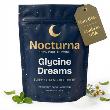 Nocturna Glycine Supplement – 100% Pure 3g Glycine Powder for Sleep, Calm & Recovery – USA Made Sleep Aid for Men & Women – Non-GMO & Completely Natural - 6.3Oz for 60 Servings NocturnaAu supplements