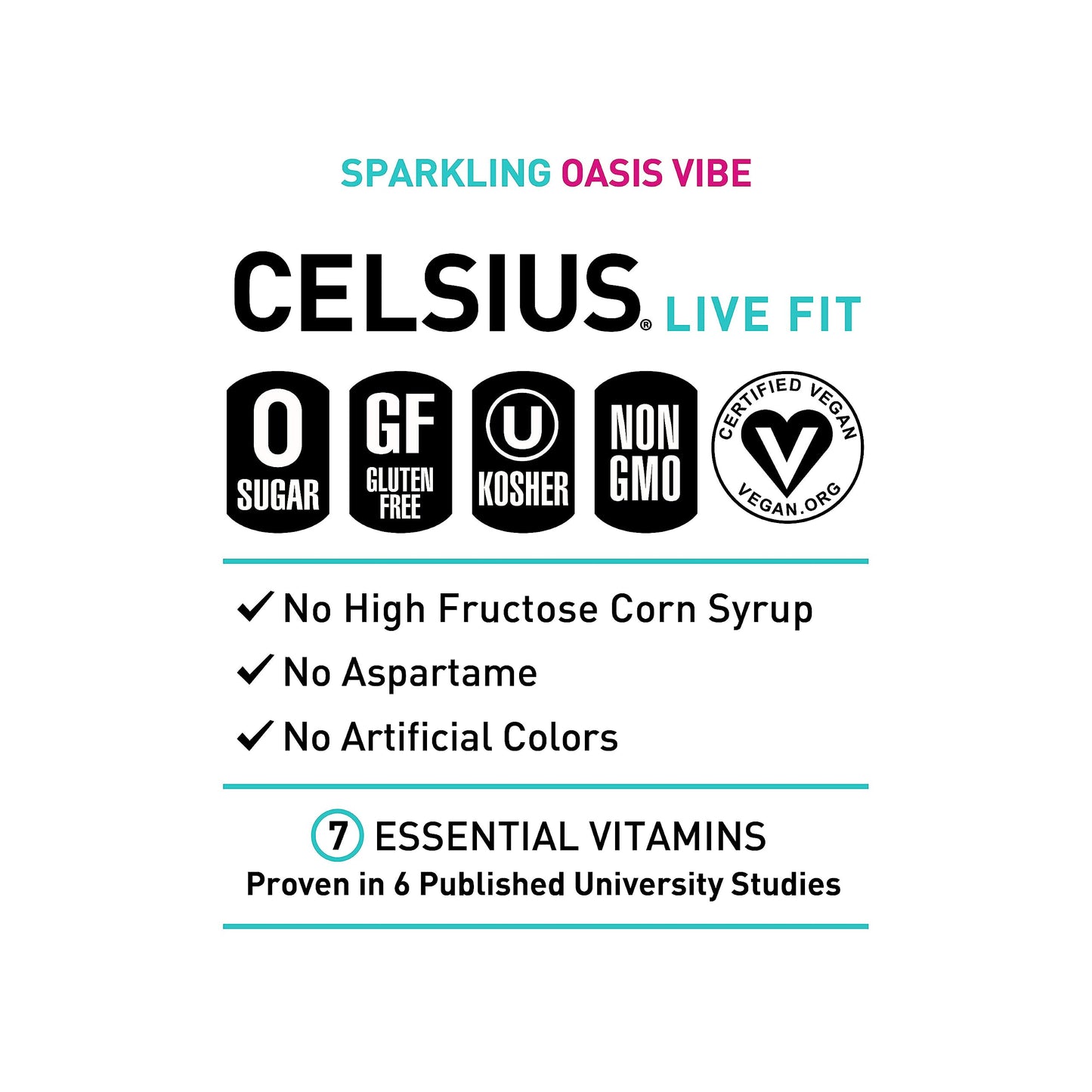CELSIUS Sparkling Oasis Vibe, Functional Essential Energy Drink, 12 Fl Oz (Pack of 12) CELSIUSUS supplements