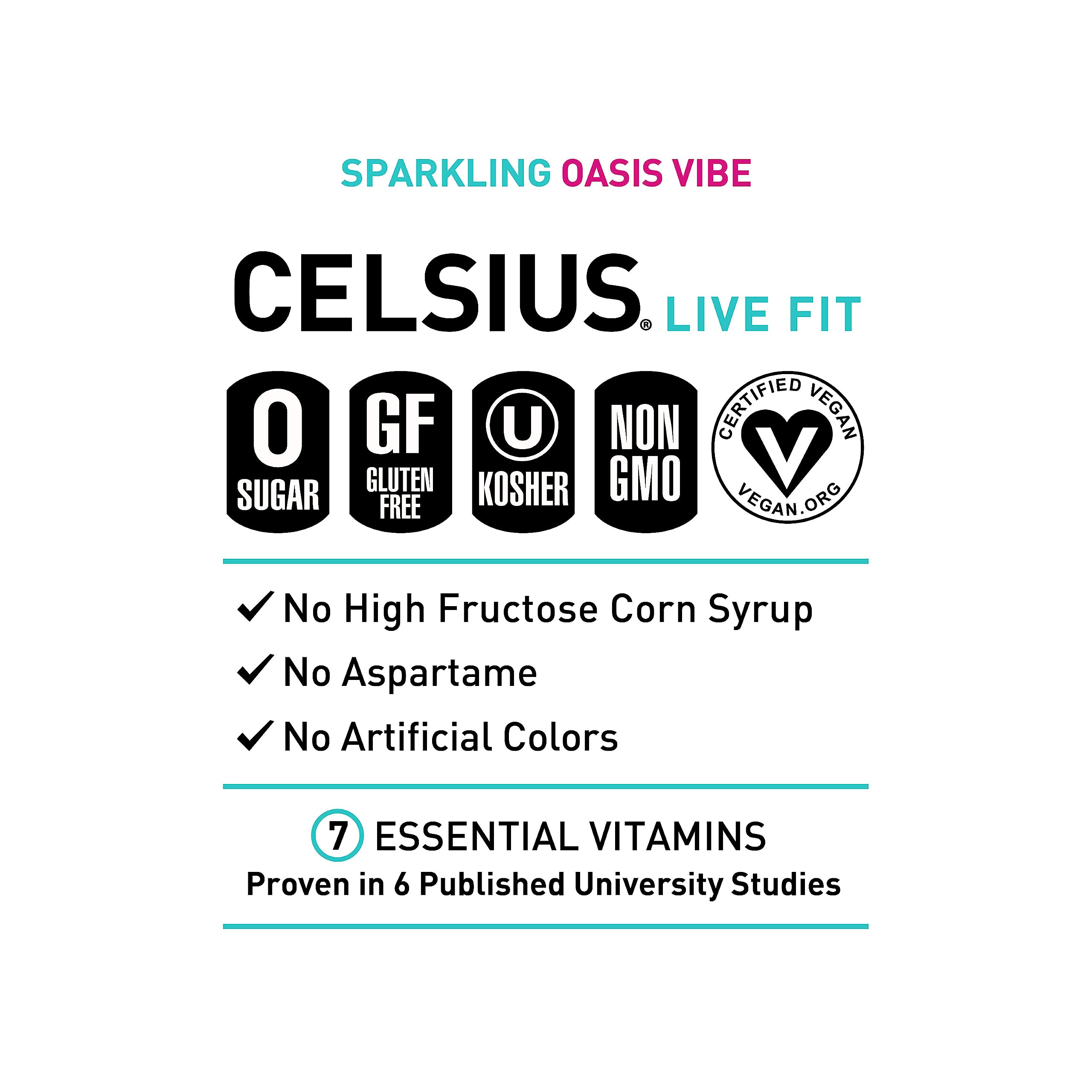 CELSIUS Sparkling Oasis Vibe, Functional Essential Energy Drink, 12 Fl Oz (Pack of 12) CELSIUSUS supplements