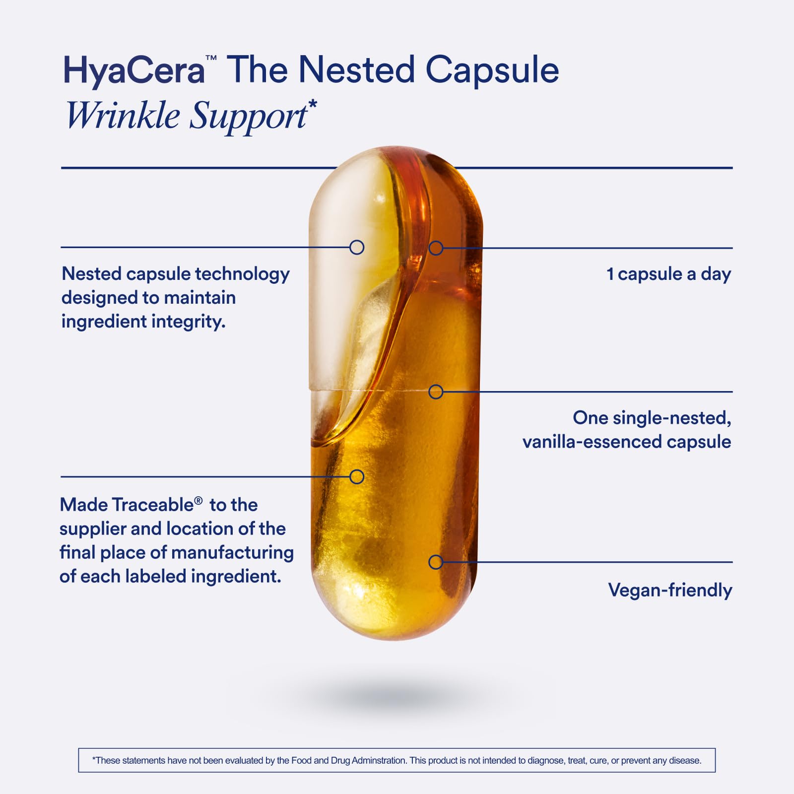 Ritual HyaCera Skin Supplement for Wrinkle Support, with Hyabest® and Ceratiq® for Skin Hydration Support, Hyaluronic Acid, Glycolipids, Ceramides, Gluten Free, Non GMO, Vanilla Essence, 30 Day Supply RitualUS supplements