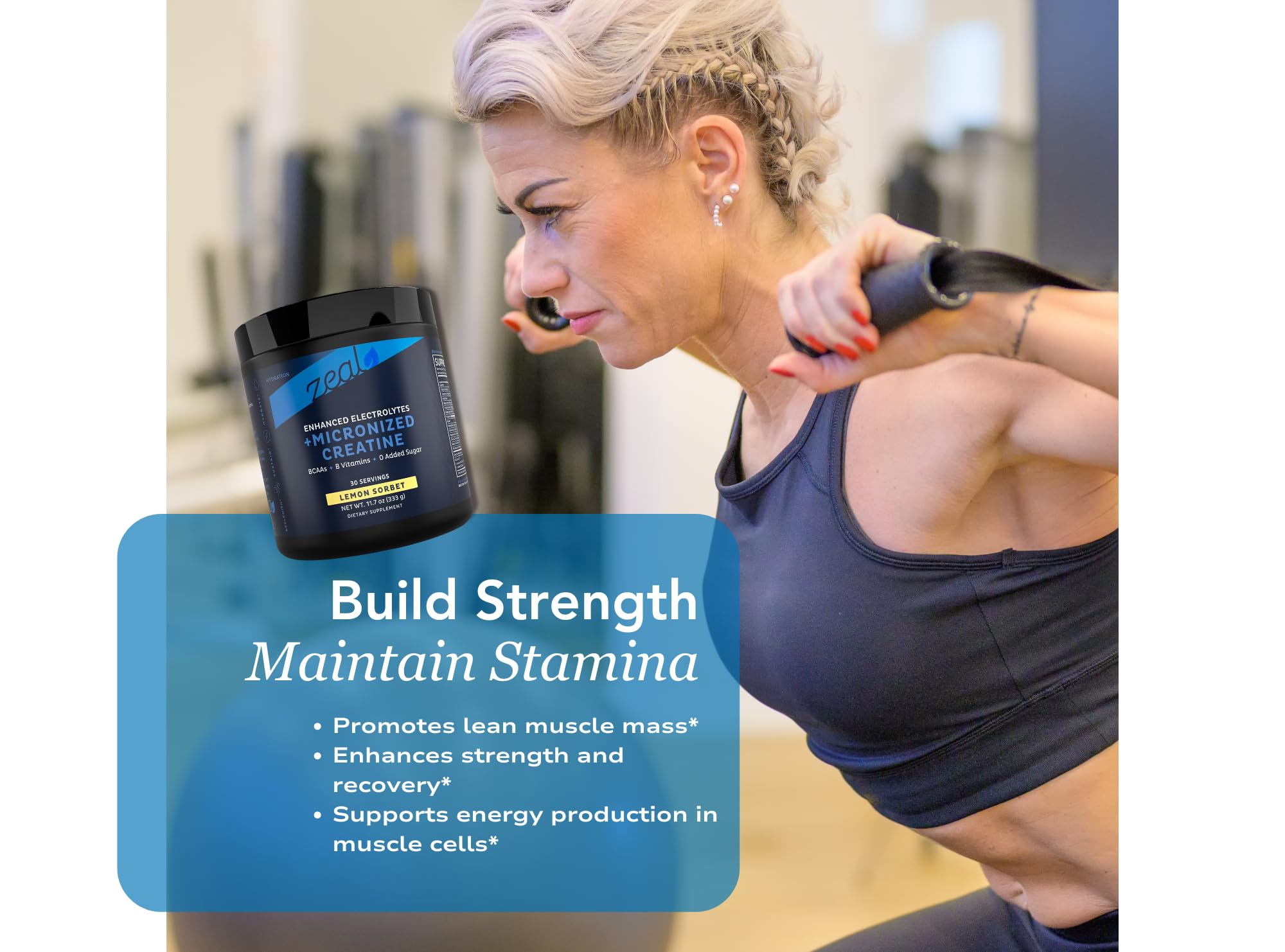 Zeal Naturals Creatine with Electrolytes & Brain Health Nootropics - 30 Servings | Women's Support for Energy, Strength, Focus, & Hydration with B Vitamins | Lemon Sorbet | Zero Sugar No Bloat Formula Zeal NaturalsAu supplements