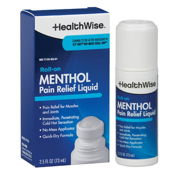 HealthWise 16% Menthol Roll-On | Cold Hot Sensation | Pain Relief Liquid | 2.5 oz. 73 mL | Non-Greasy Formula | Immediate Penetrating Action | Topical Analgesic HealthWiseAu supplements