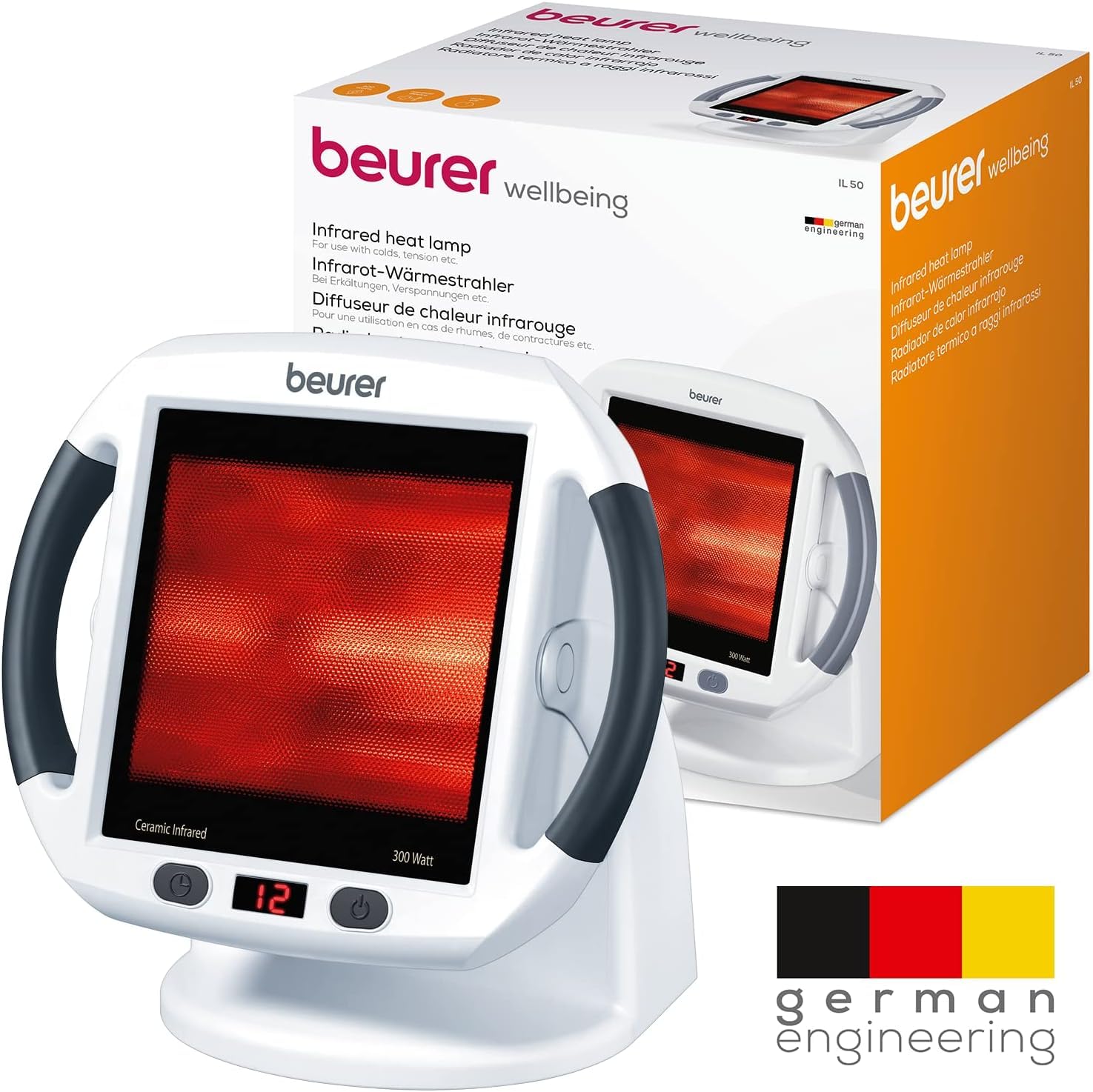 Beurer IL50 Infrared Heat Lamp Heated Red Light Therapy Lamp for Body, Face, Sinuses, & Skin - Effective BeurerAu supplements