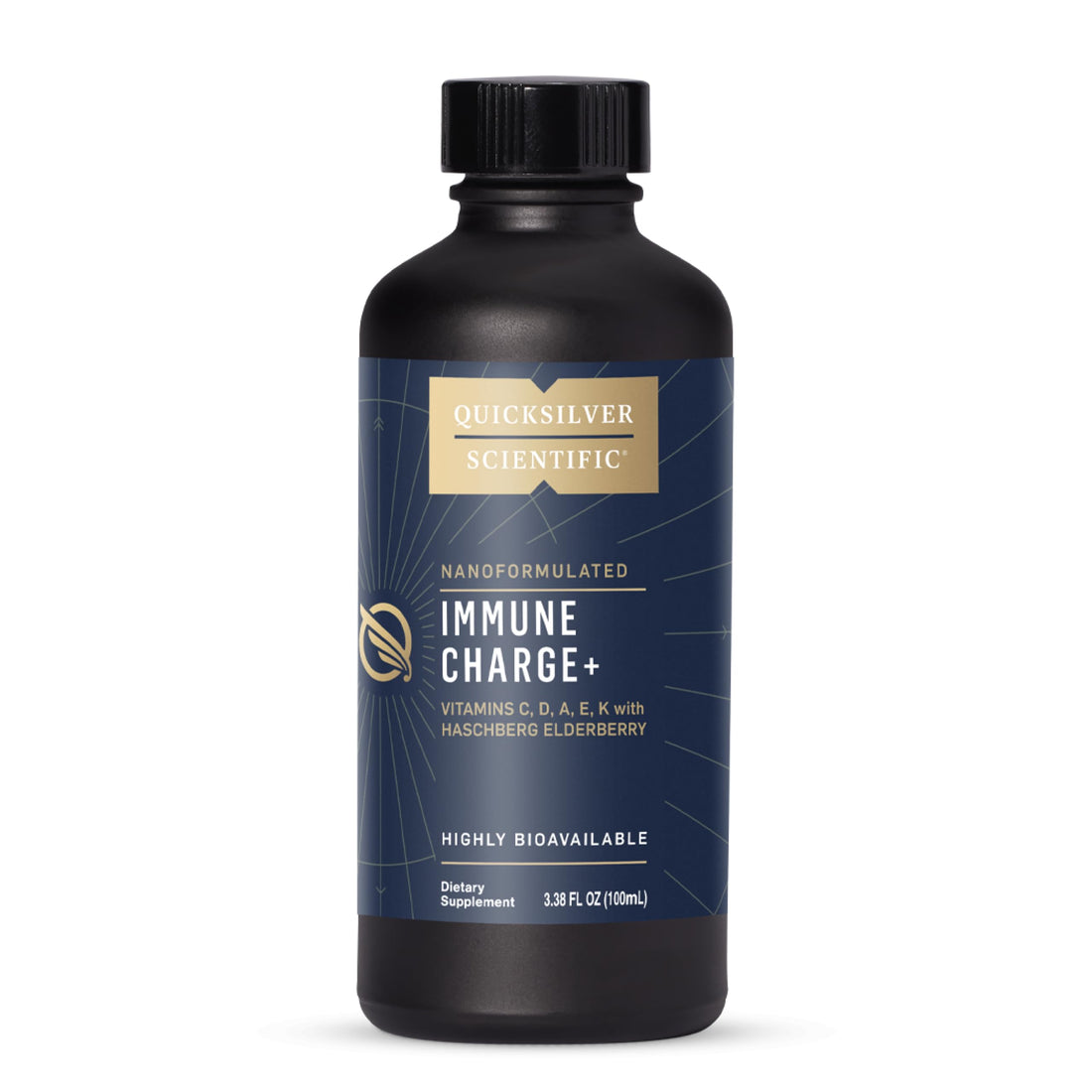 Quicksilver Scientific Immune Charge+ - Elderberry with 10,000 IU Vitamin D3, 25,000 Vitamin A, C, E, K1 & K2 for Immune Health & Lung Support (100ml) Quicksilver ScientificUS supplements