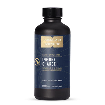 Quicksilver Scientific Immune Charge+ - Elderberry with 10,000 IU Vitamin D3, 25,000 Vitamin A, C, E, K1 & K2 for Immune Health & Lung Support (100ml) Quicksilver ScientificUS supplements