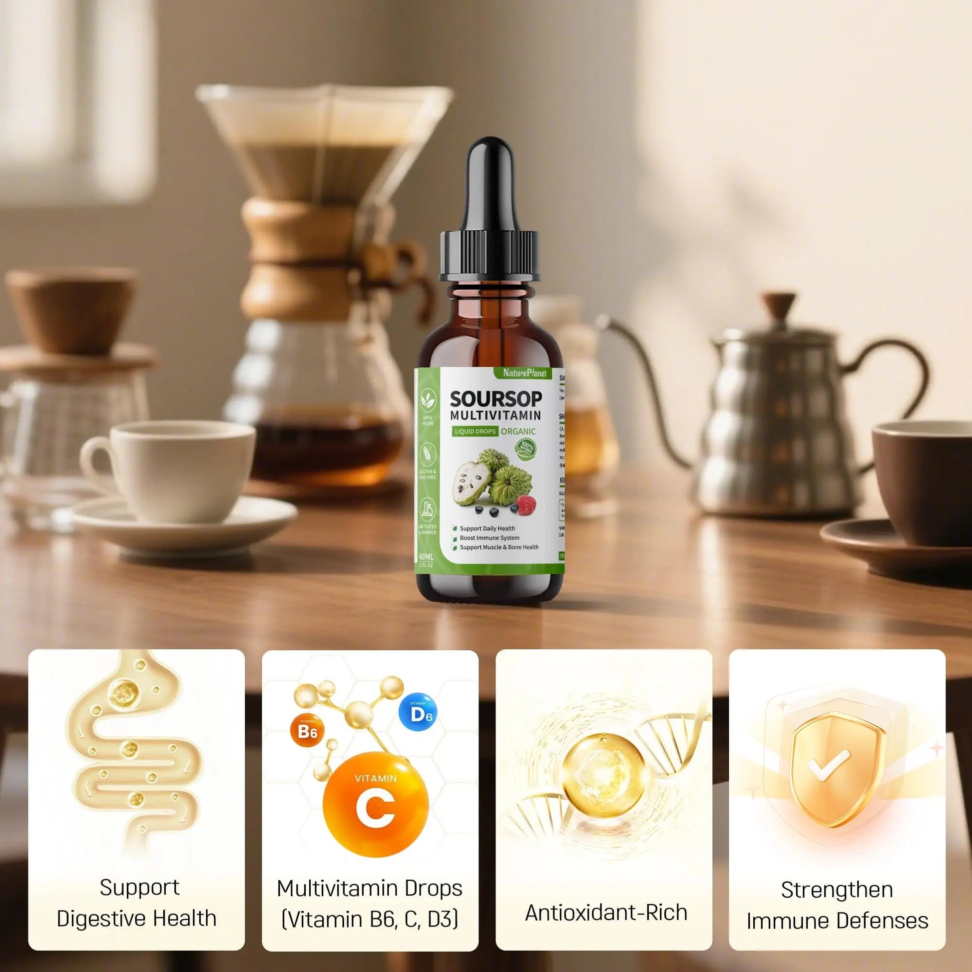 NaturePlanet Organic Soursop Bitters and Black Seed Oil Drops Bundles with Vitamins D3, K2, B6, C | NaturePlanetAu supplements