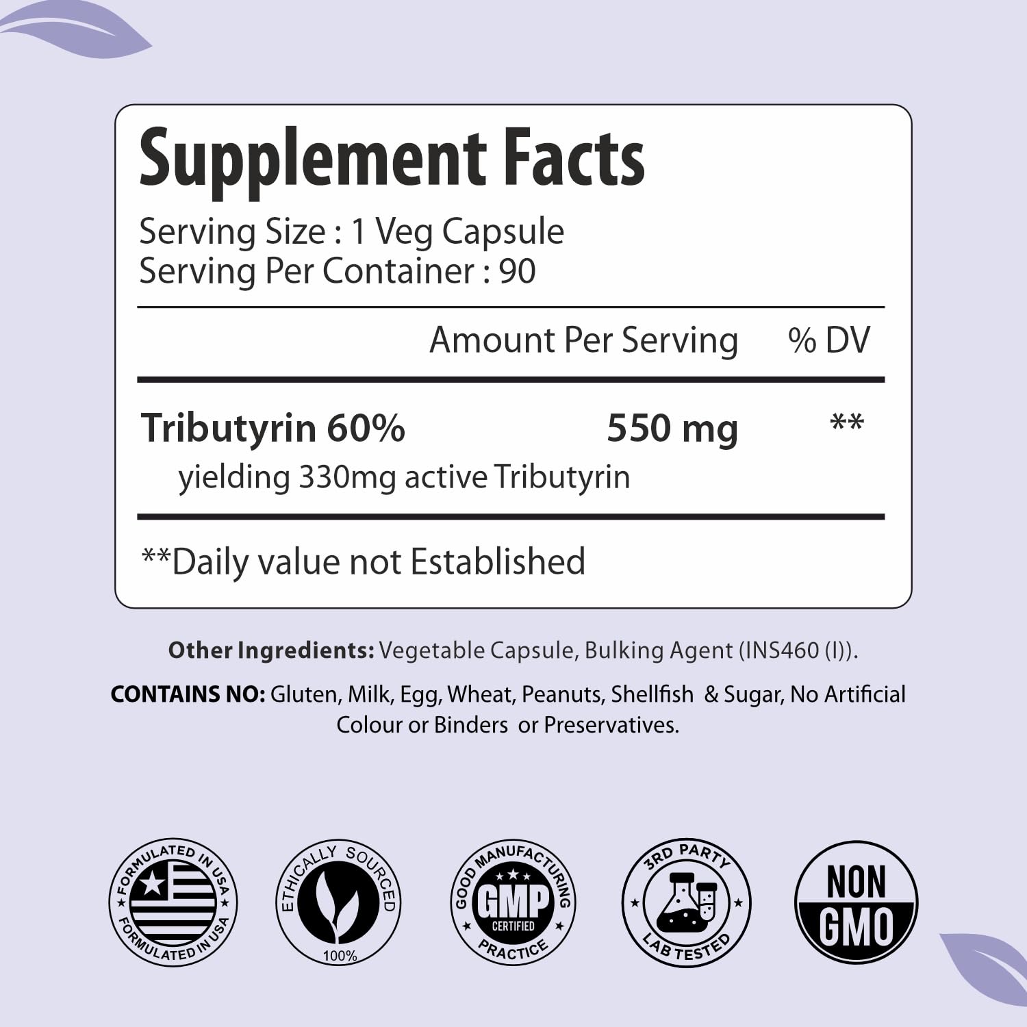 ForestVibe Tributyrin Supplement 550mg, Advanced Butyrate Form for Gut Health, 60% Standardized, More Effective Delivery Than Sodium Butyrate, 90 Capsules, Non-GMO & Gluten Free Postbiotic Supplement ForestVibeAu supplements