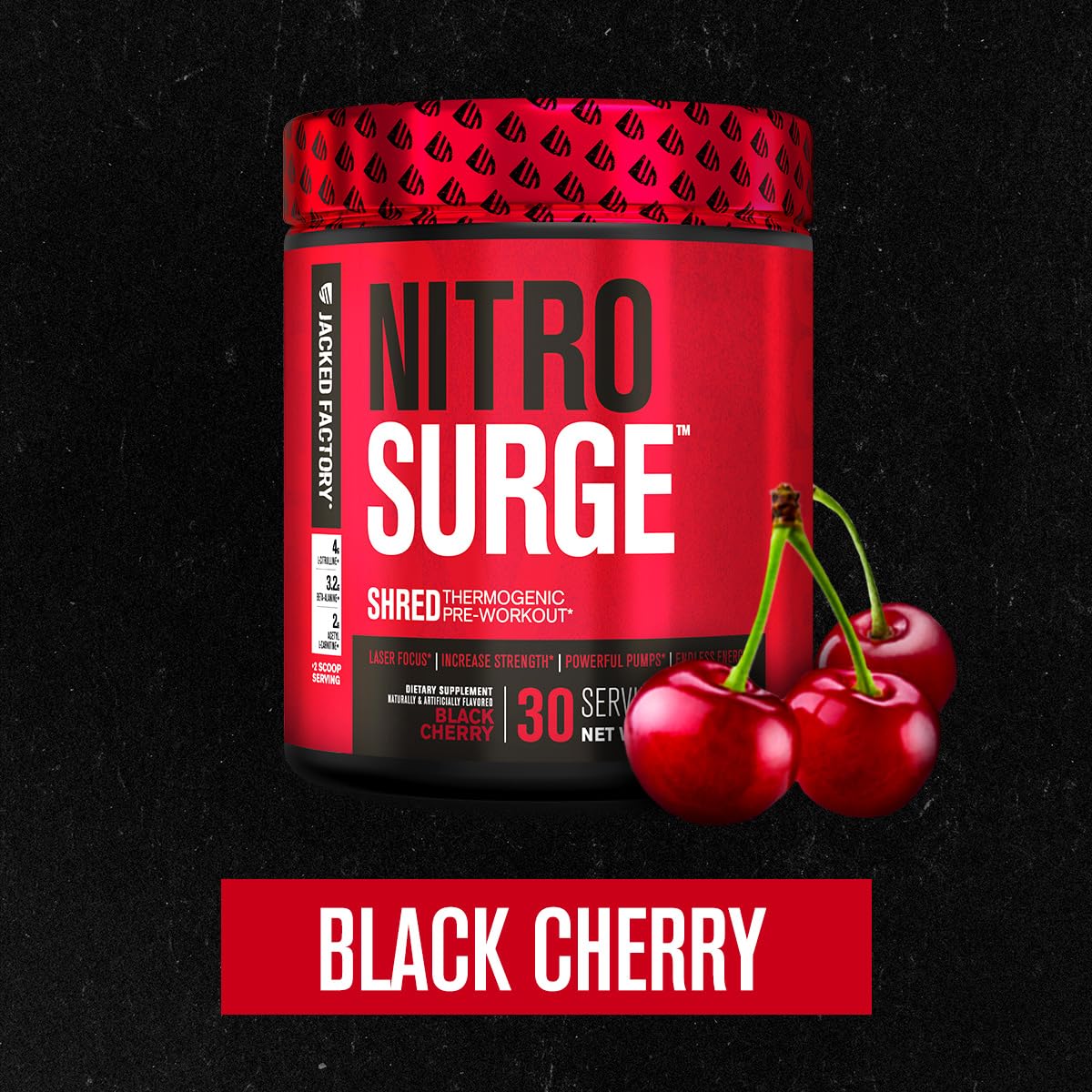 Jacked Factory NITROSURGE Shred Pre Workout Supplement - Energy Booster, Instant Strength Gains, Sharp Focus, Powerful Pumps - Nitric Oxide Booster & PreWorkout Powder Jacked FactoryUS supplements