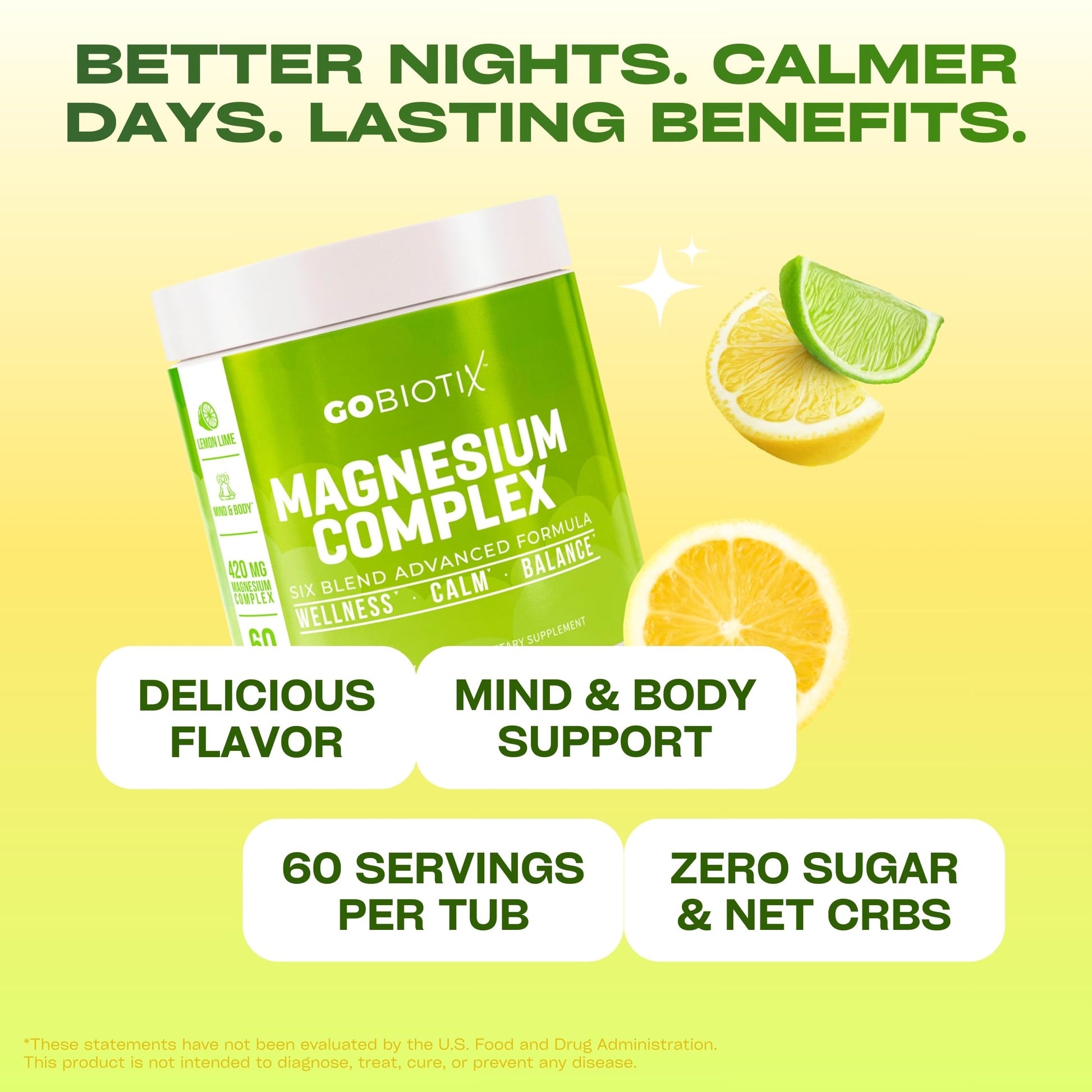 GoBiotix Magnesium Glycinate Powder – Cortisol Supplements for Women and Men – High Absorption Magnesium Complex Calm Supplement with Citrate, Malate – Sugar Free – 420 mg, 60 Servings - Lemon Lime GOBIOTIXAu supplements