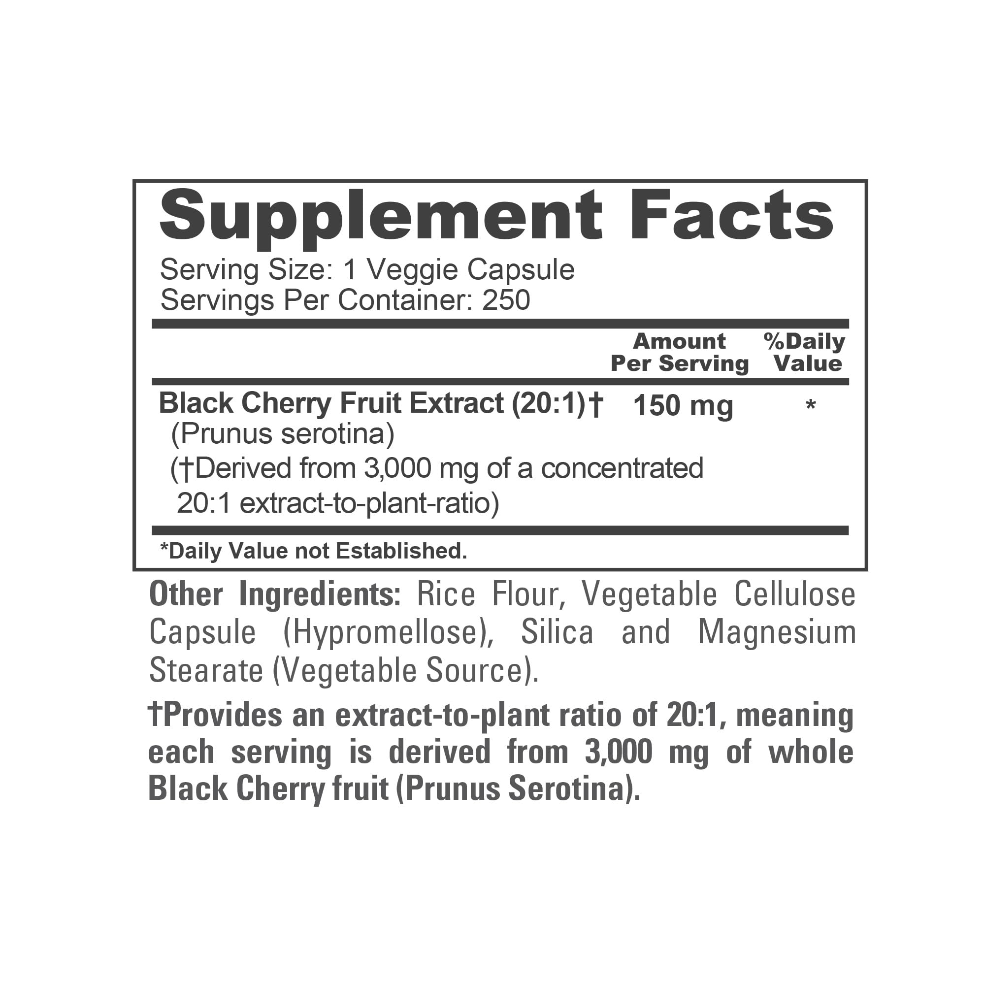 NusaPure Black Cherry Extract 20:1 - Suitable for Vegetarian/Vegan, Non - GMO - 3,000mg 250 Capsules NusaPureAu supplements