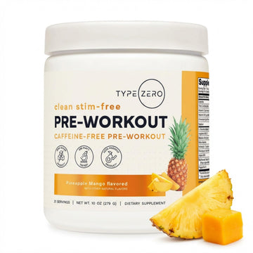 Type Zero Clean Stim Free Pre Workout Powder + Nitric Oxide Booster with L-Citrulline Malate, Arginine AKG, Beta Alanine - Caffeine & Stimulant Free - Pineapple Mango Flavor, 21 Servings Type ZeroUS supplements