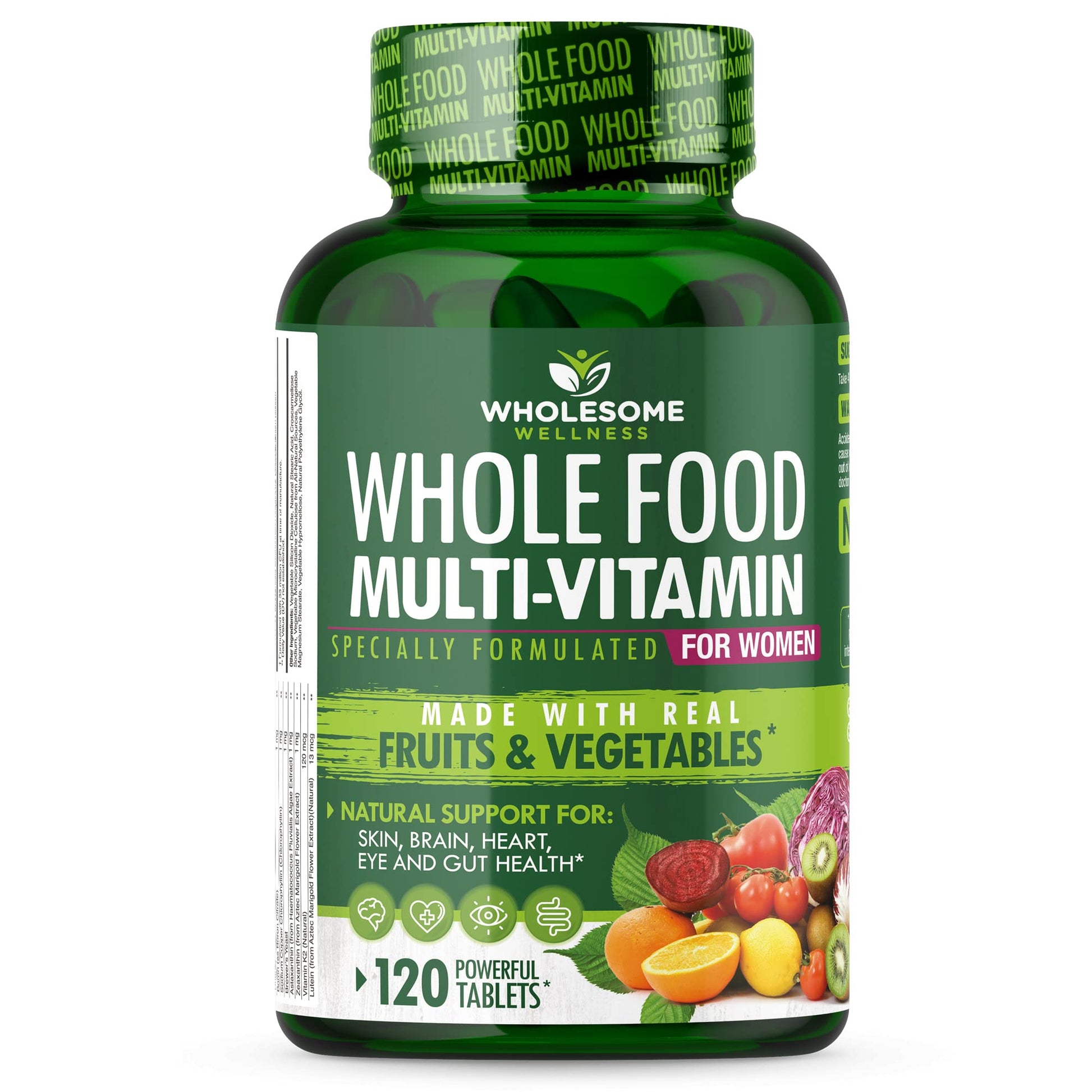 Wholesome Wellness Whole Food Multivitamin for Women - Natural Multi Vitamins, Minerals, Organic Extracts - 120 Tablets Wholesome WellnessUS supplements