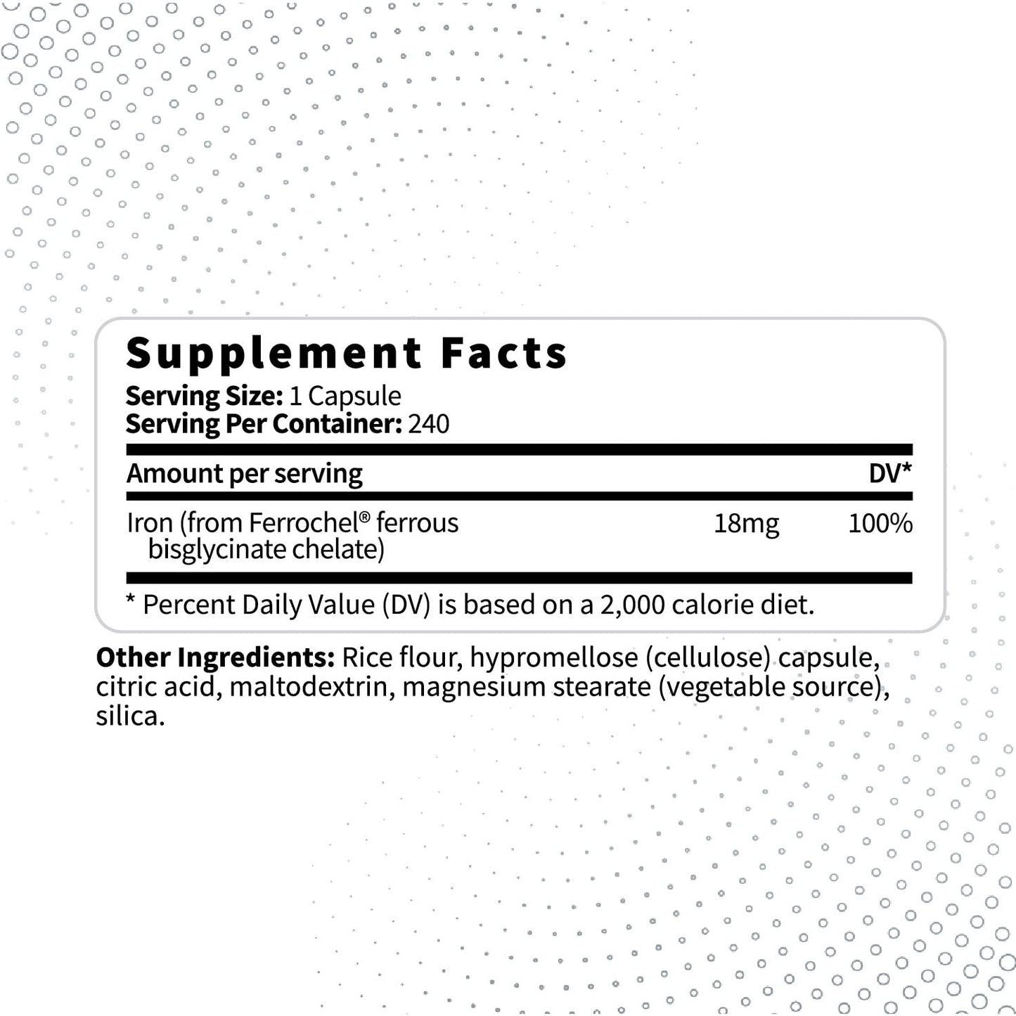 Type Zero Iron Chelate Capsules (18 MG, 240 CAPS) from Ferrochel Ferrous Bisglycinate Chelate - Non-GMO and Gluten Free Type ZeroUS supplements