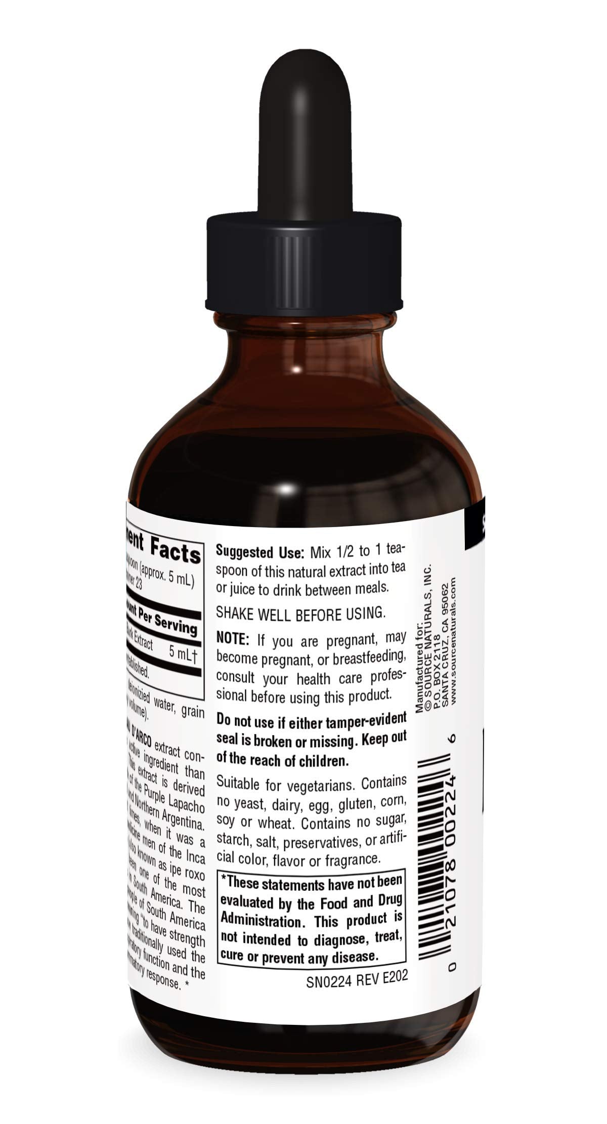 Source Naturals PAU D'Arco Liquid Extract, Support Resriotory Function and the Body's Healthy Inflammatory Response* | Dietary Supplement |1 Bottle | 4 Fluid oz. Source NaturalsAu supplements