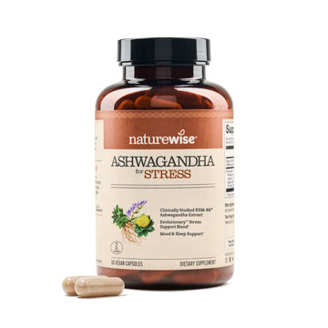 NatureWise Ashwagandha for Stress - With KSM-66 Extract, GABA, L-Theanine, Rhodiola Rosea - Herbal Mood & Sleep Support - Vegan, Non-GMO, Gluten-Free - 60 Capsules[1-Month Supply] NatureWiseAu supplements