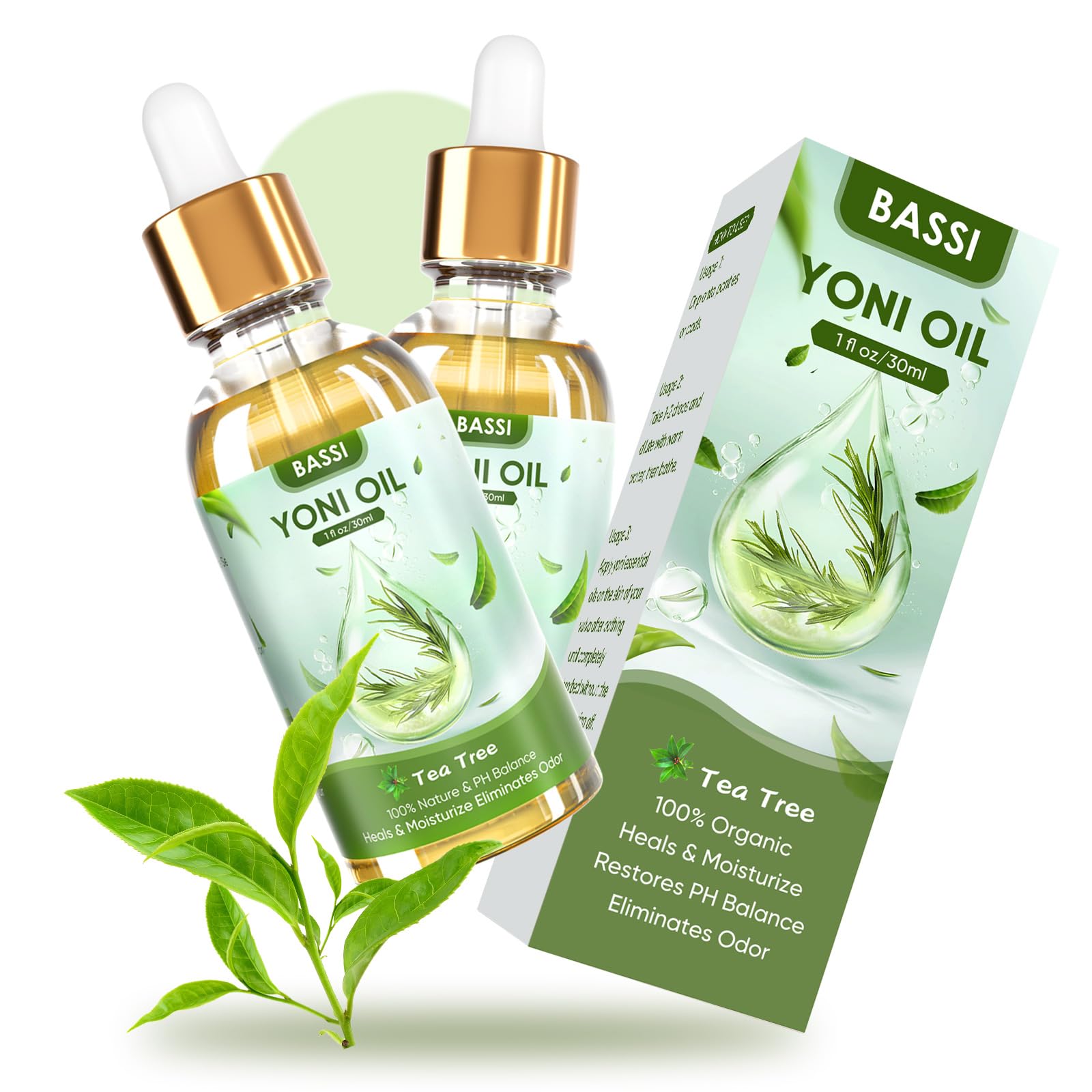 BASSI 2PCS Yoni Oil Organic Feminine Oil Vaginal Moisturizer For Wetness - Ph Balance for Women BASSIAu supplements