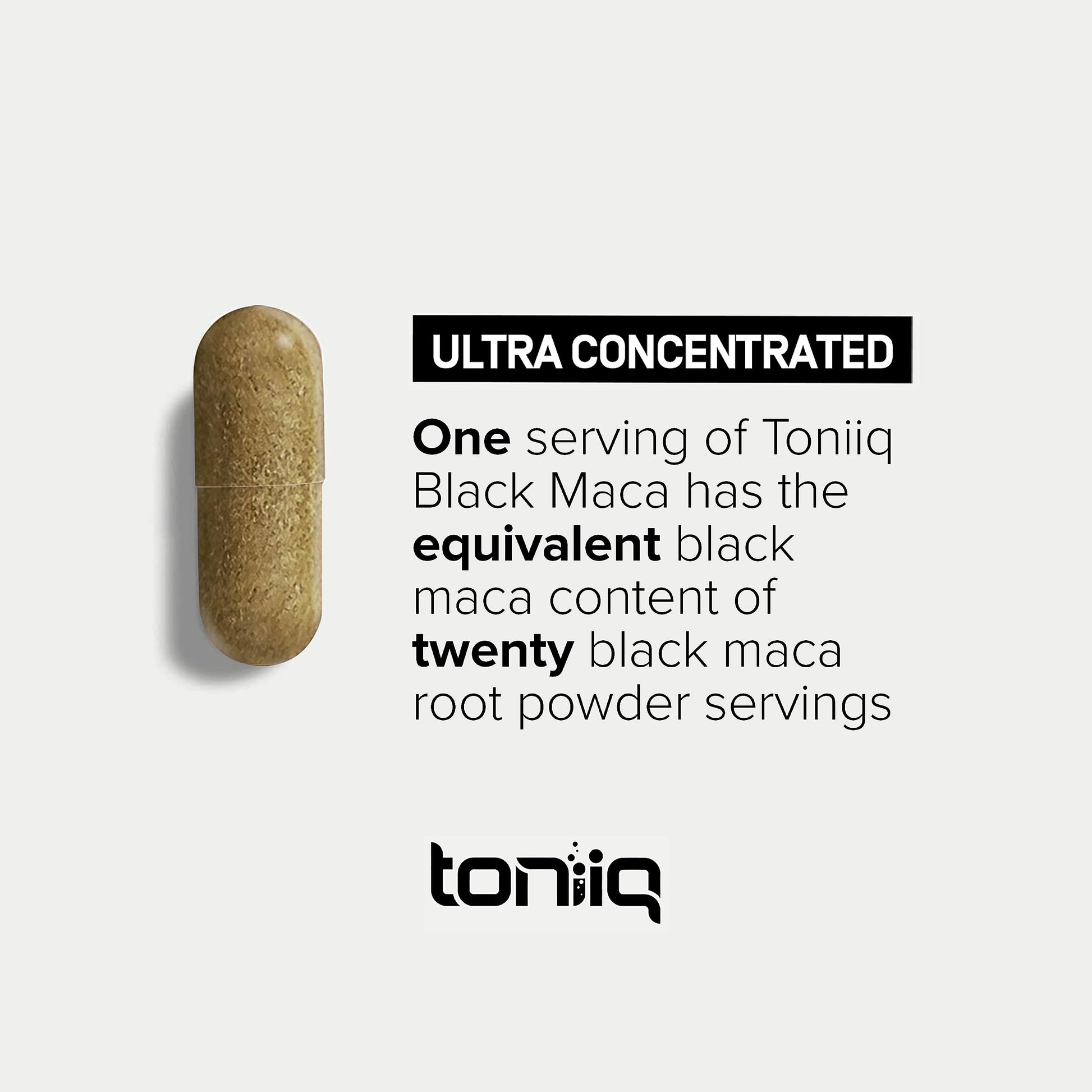 Toniiq Black Maca Root - Ultra High Potency 20:1 Extract - Single Origin, Wildcrafted & Highly Concentrated - Third-Party Lab Tested - 120 Capsules ToniiqAu supplements