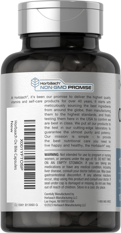 Ox Bile 1000 mg 100 Capsules | Digestive Enzymes Supplement | Non-GMO & Gluten Free HorbäachUS supplements