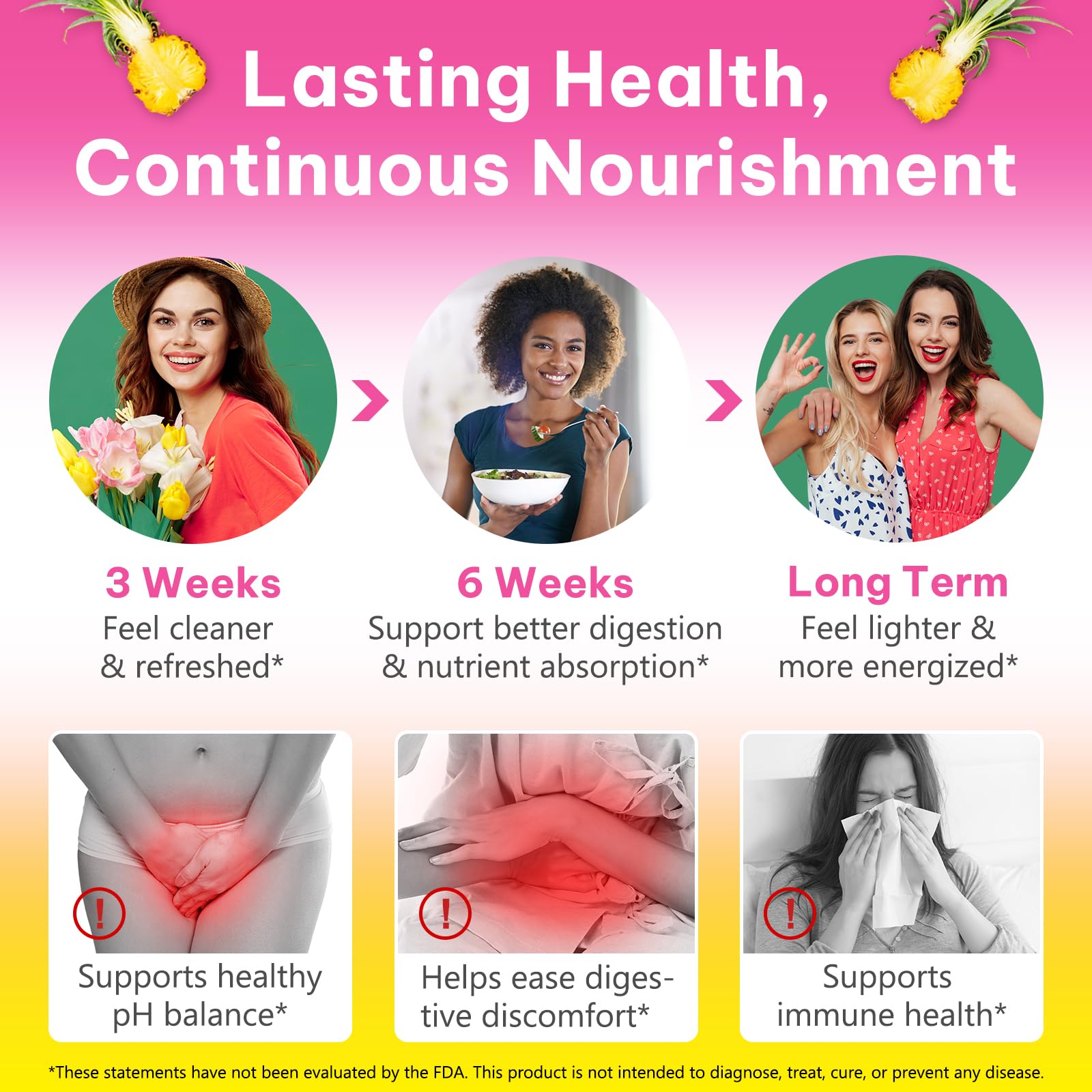 KITNOBLIS Feminine Probiotic Gummies with Slippery Elm- Pineapple Gummies for Women pH Balance, Gut Health & Immune Supports | with Prebiotics & Lactobacillus Blend (60 Gummies) KITNOBLISAu supplements