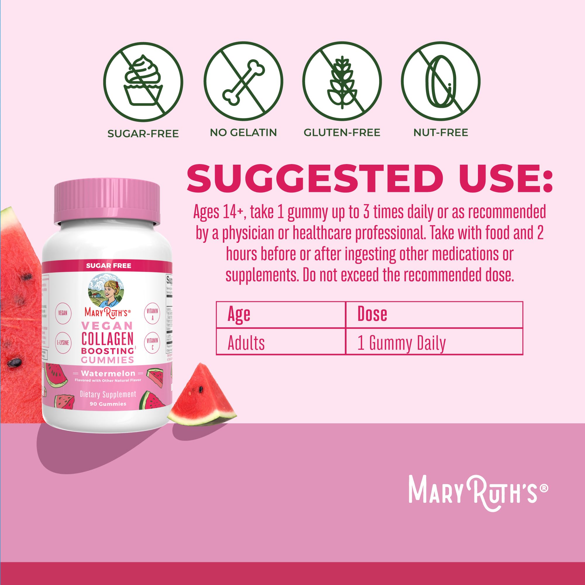 MaryRuth Organics Vegan Collagen for Women & Men, Collagen Boosting Gummies, Skin Care, Lysine, Vitamin C, Vitamin A, Amla, Supplement for Hair & Skin, Vegan, Non-GMO, Gluten Free, 90 Servings MARYRUTH'SUS supplements