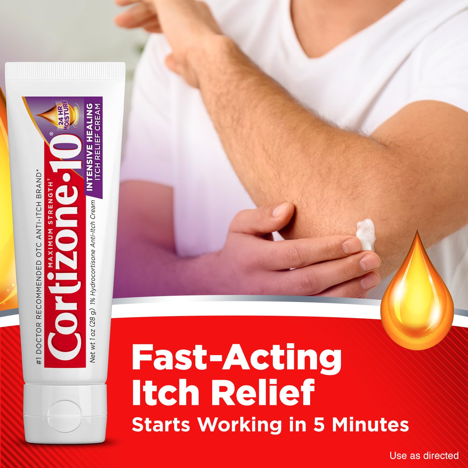 Cortizone-10 Maximum Strength Intensive Healing Itch Relief Cream, 1% Hydrocortisone, Fast-Acting, Anti-Itch Cream for Bug Bites, Rash, Eczema, Psoriasis, Poison Ivy, Oak, Sumac & More, 1 oz Cortizone 10Au supplements