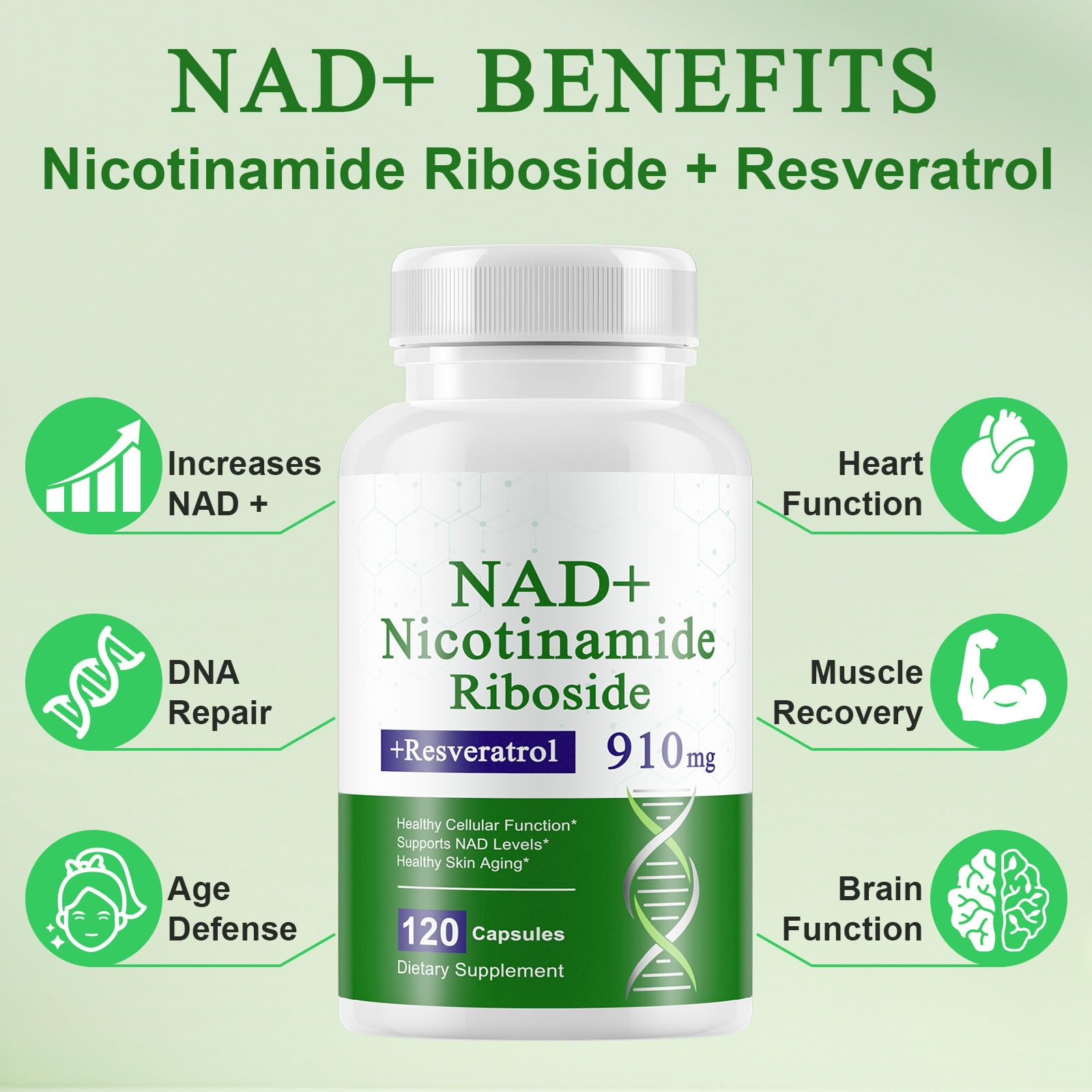 Xaarty NAD Supplement, 910MG Liposomal NAD for Women & Men, Nicotinamide Riboside, Resveratrol, Quercetin, NAD Resveratrol Supplement for Anti-Aging, 120 Capsules XaartyAu supplements