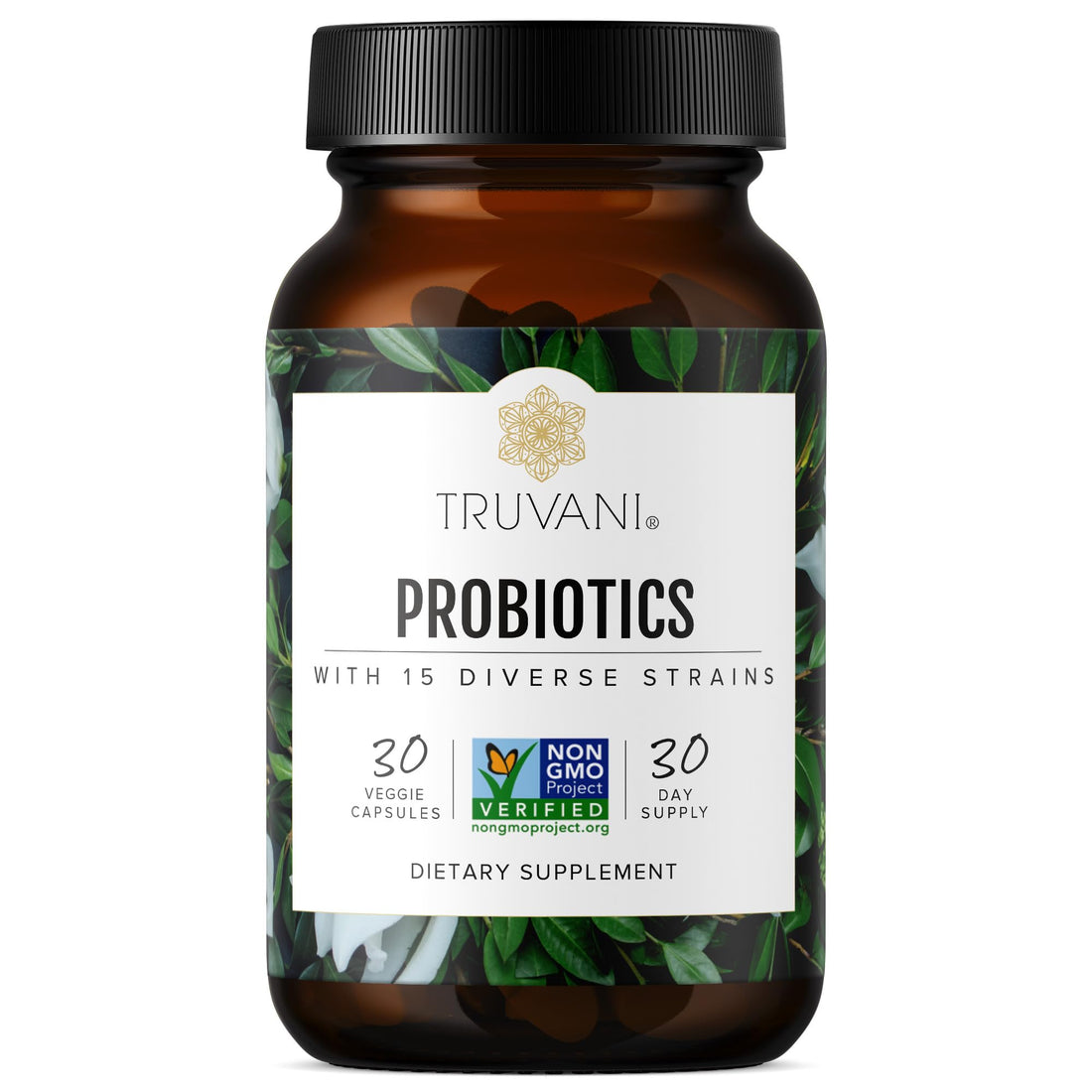 Truvani Probiotic Supplement | 30 Servings | 15 Billion CFU | 15 Diverse Strains for Digestive, Immune & Brain Health Support | Shelf-Stable Vegan Capsules | Non-GMO, No Fillers TruvaniAu supplements